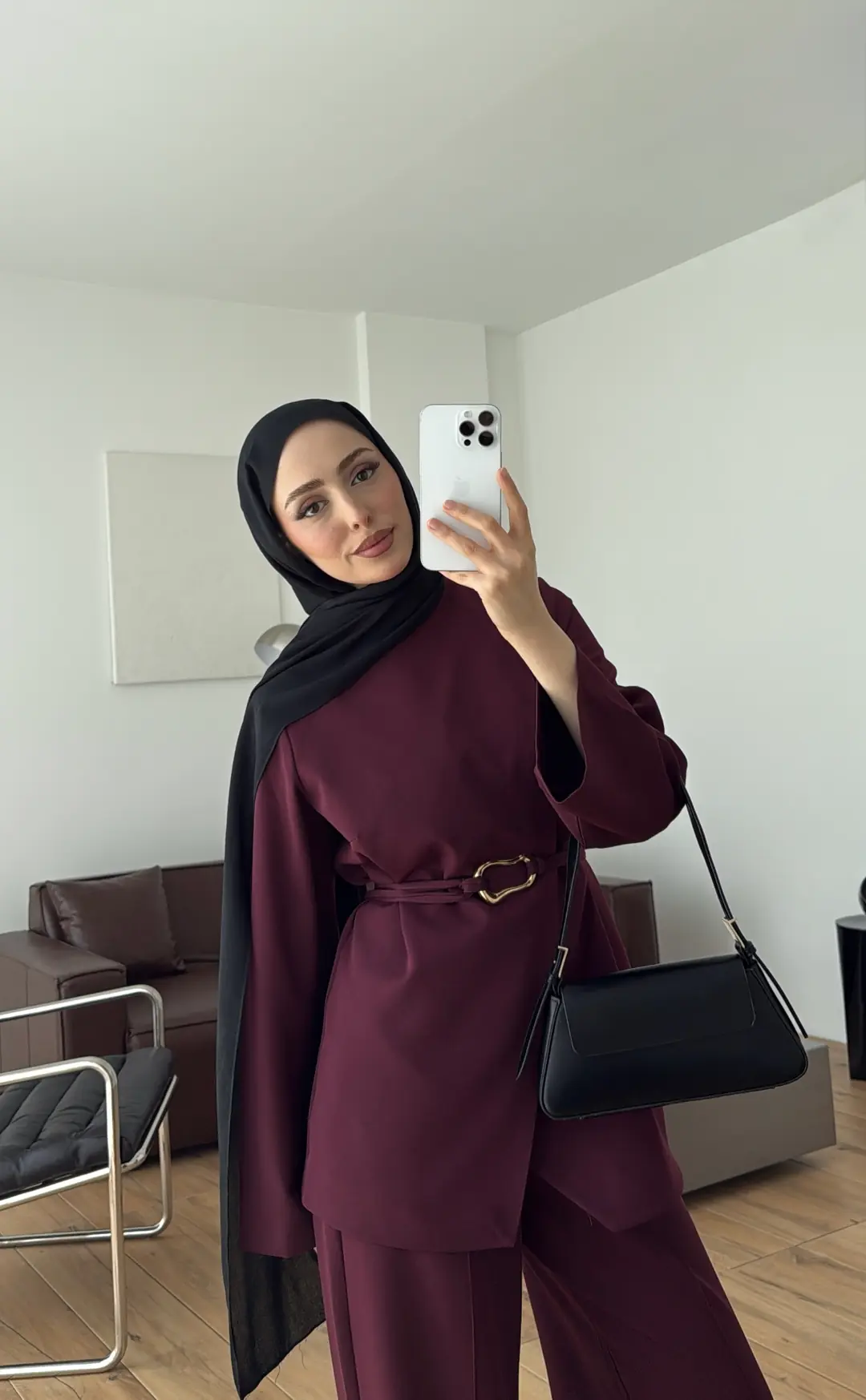 Ön Detaylı Pantolon Takım Bordo