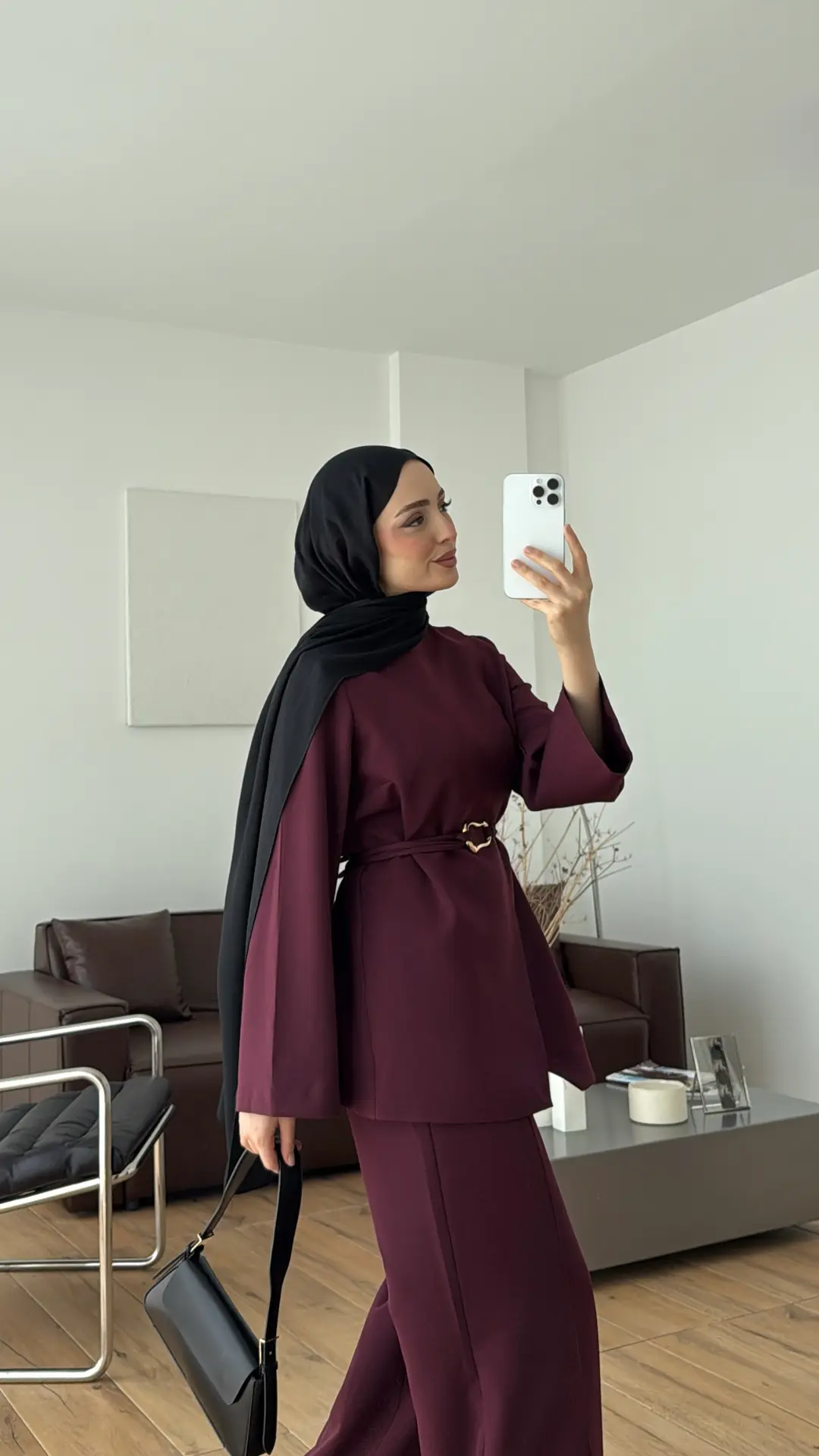 Ön Detaylı Pantolon Takım Bordo