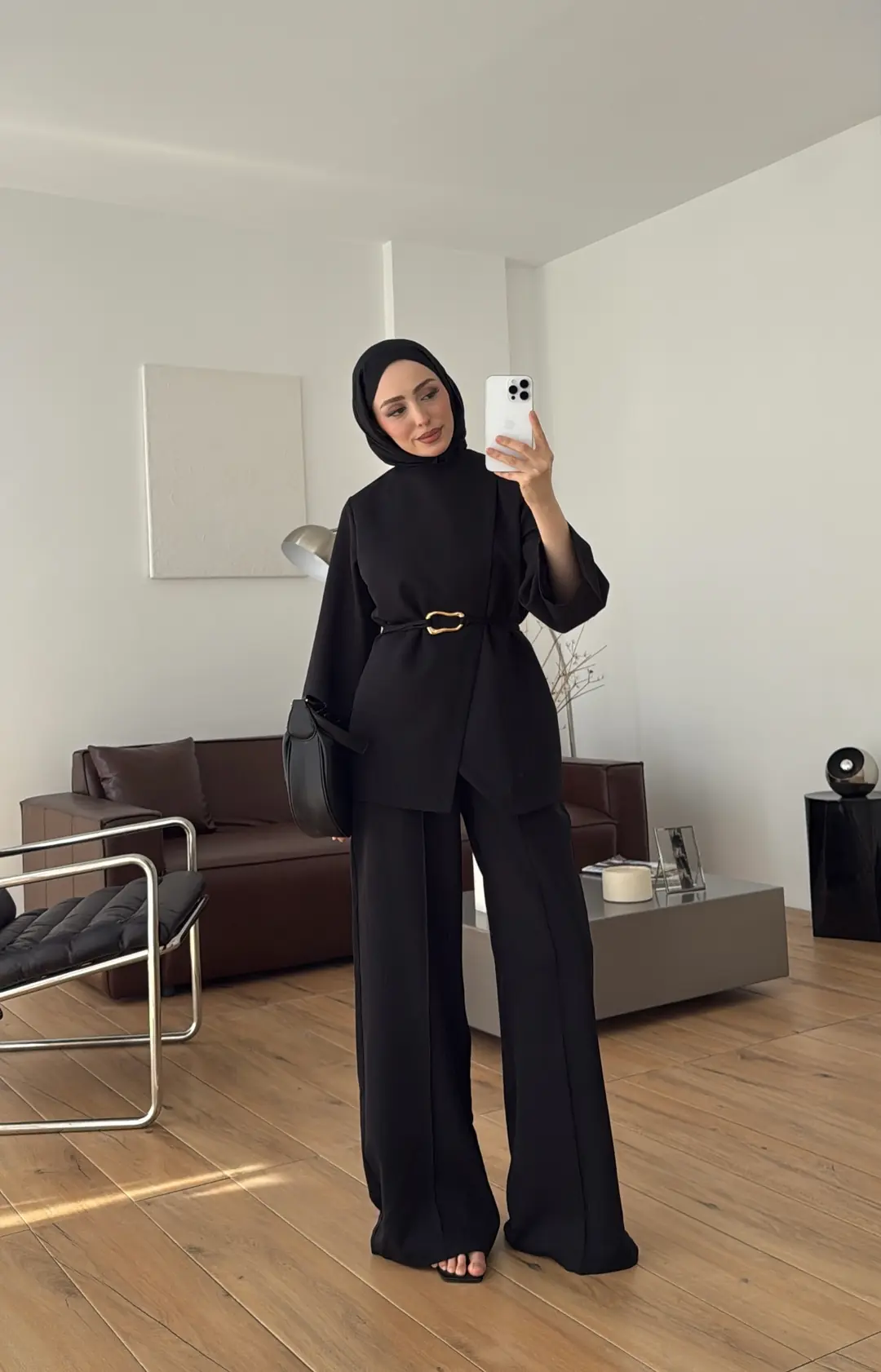 Ön Detaylı Pantolon Takım Siyah