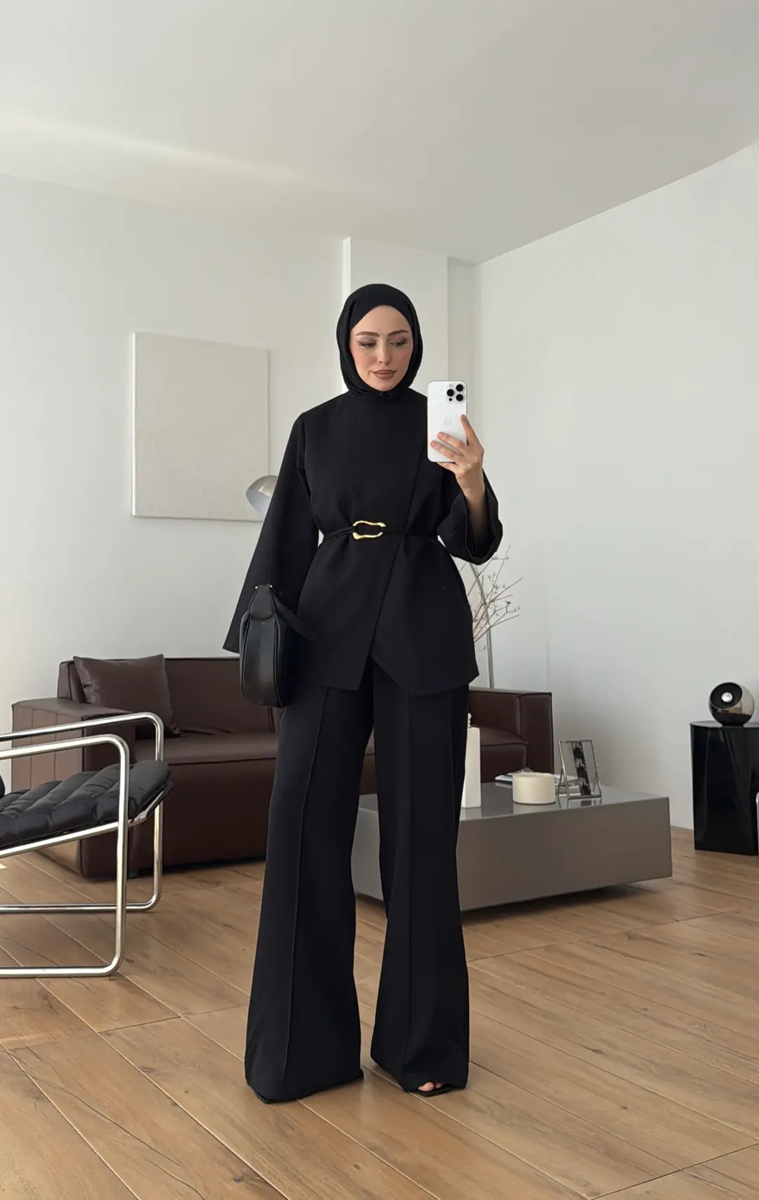 Ön Detaylı Pantolon Takım Siyah
