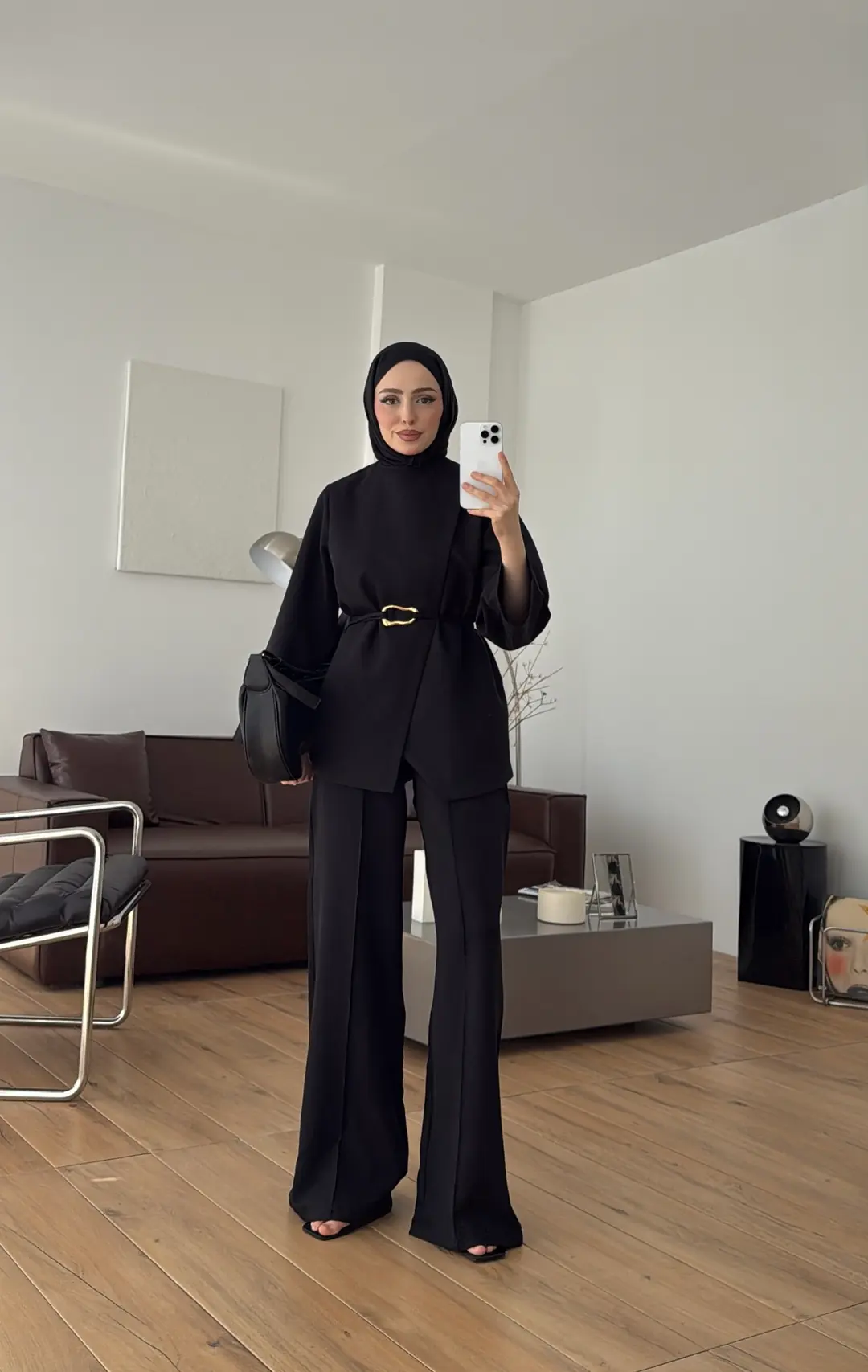 Ön Detaylı Pantolon Takım Siyah