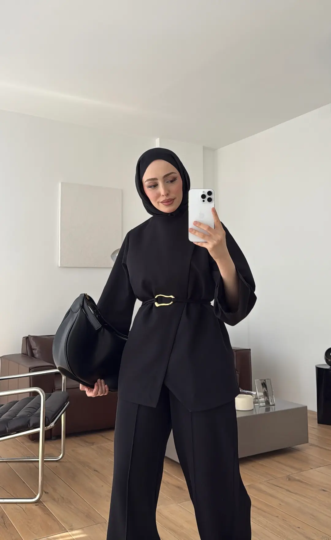 Ön Detaylı Pantolon Takım Siyah