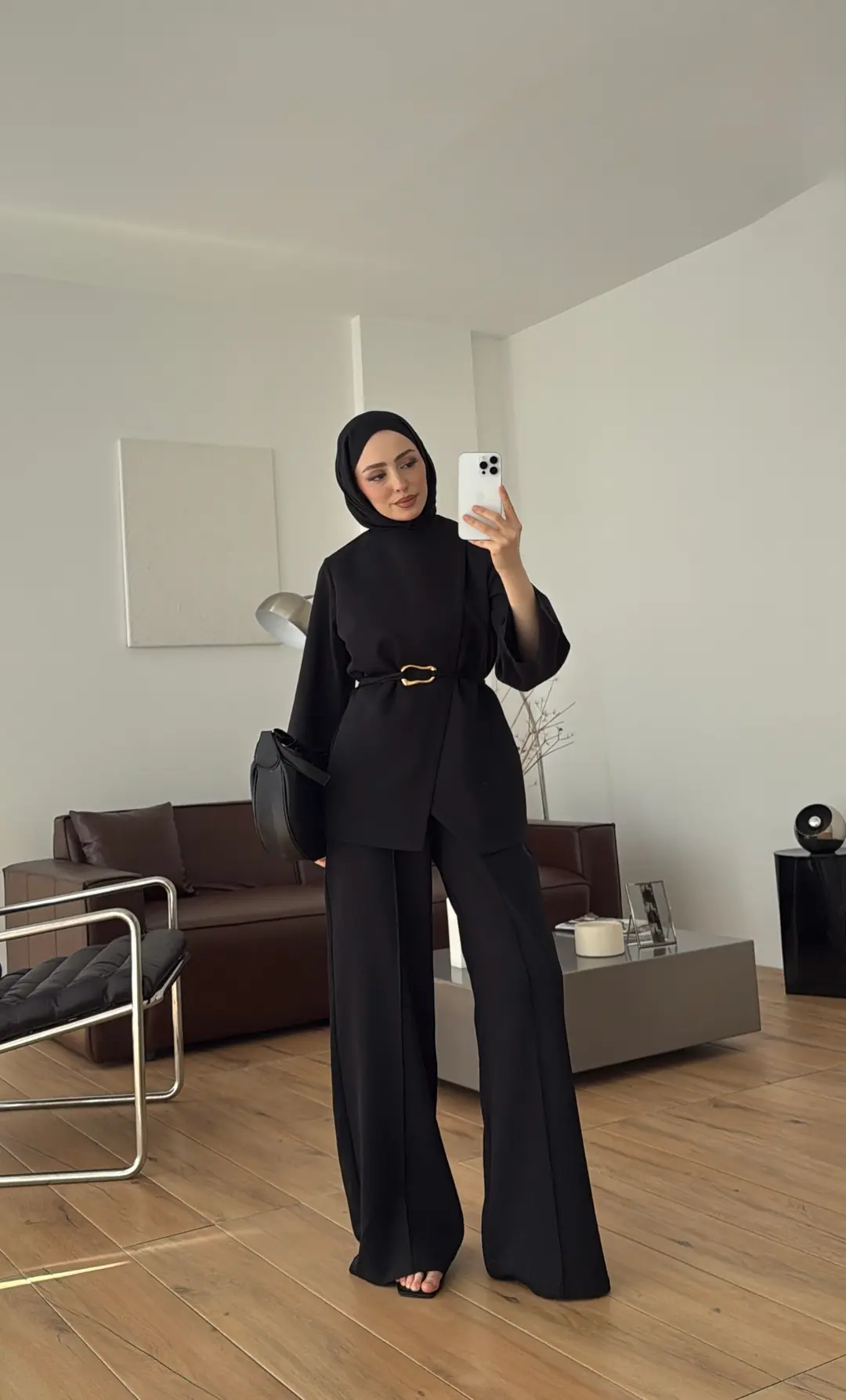 Ön Detaylı Pantolon Takım Siyah