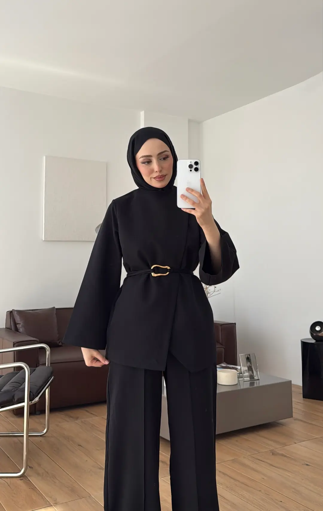 Ön Detaylı Pantolon Takım Siyah