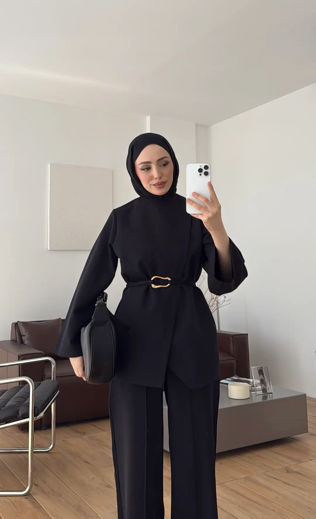 Ön Detaylı Pantolon Takım Siyah