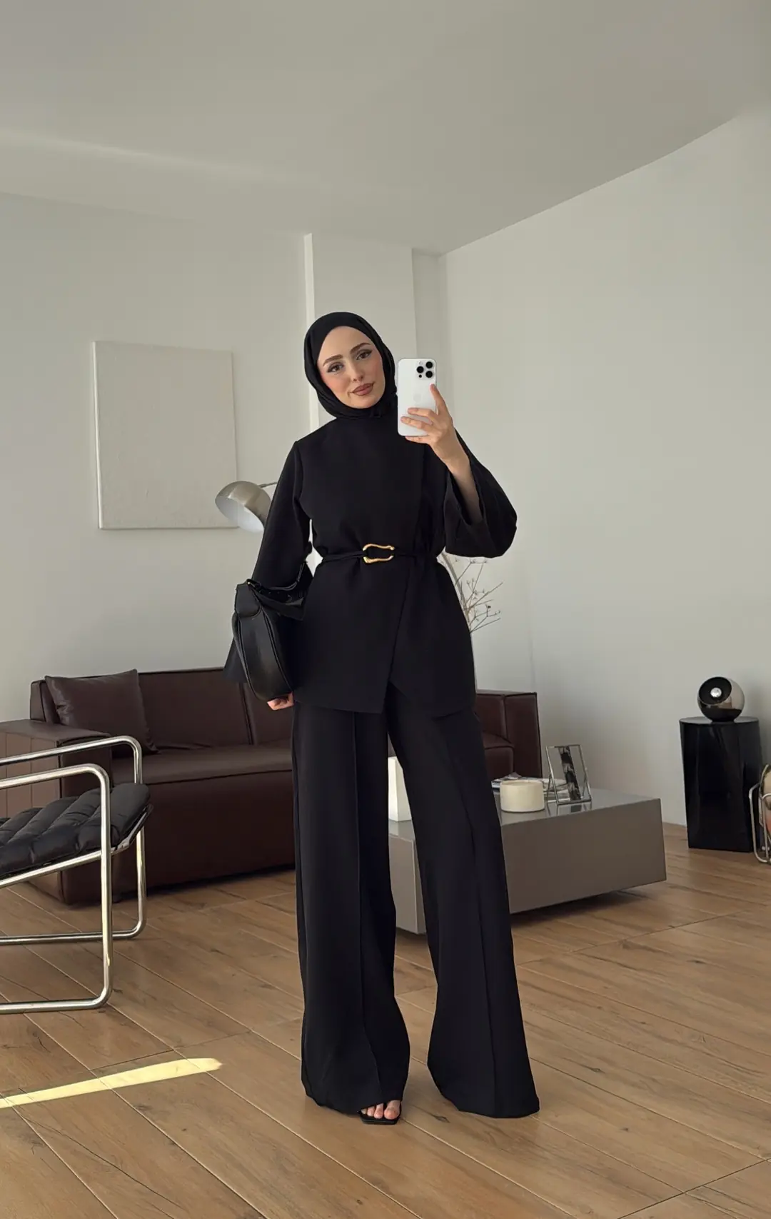 Ön Detaylı Pantolon Takım Siyah