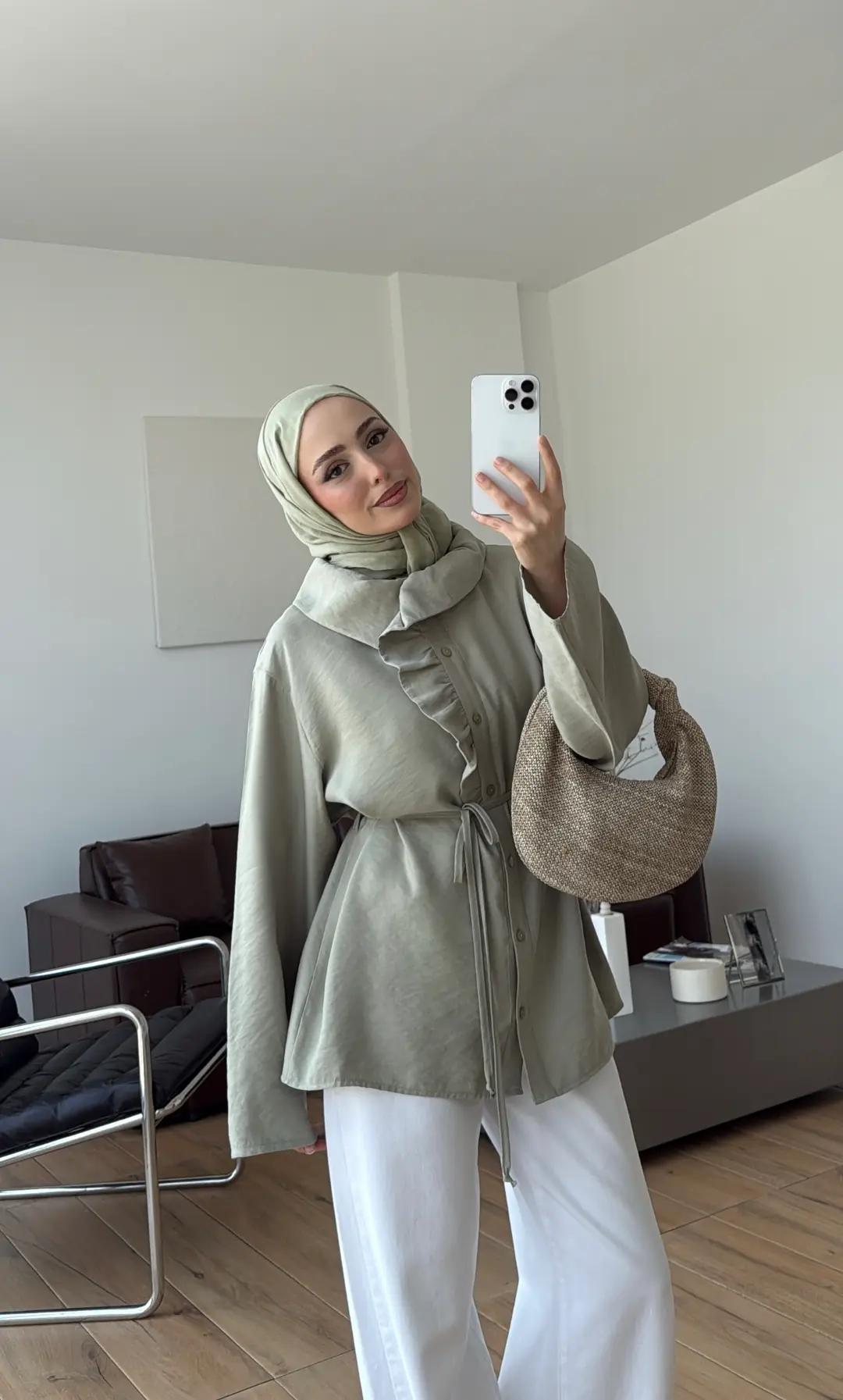 Fırfır Detay Gömlek Mint