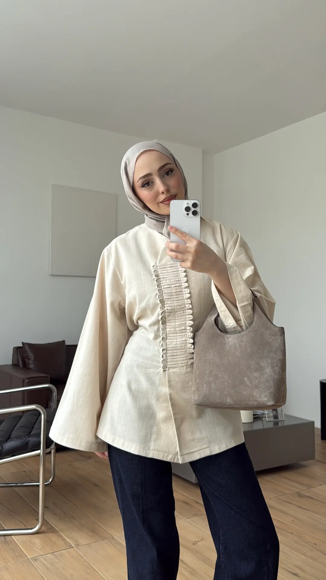 Vera Tasarım Keten Bluz Natural