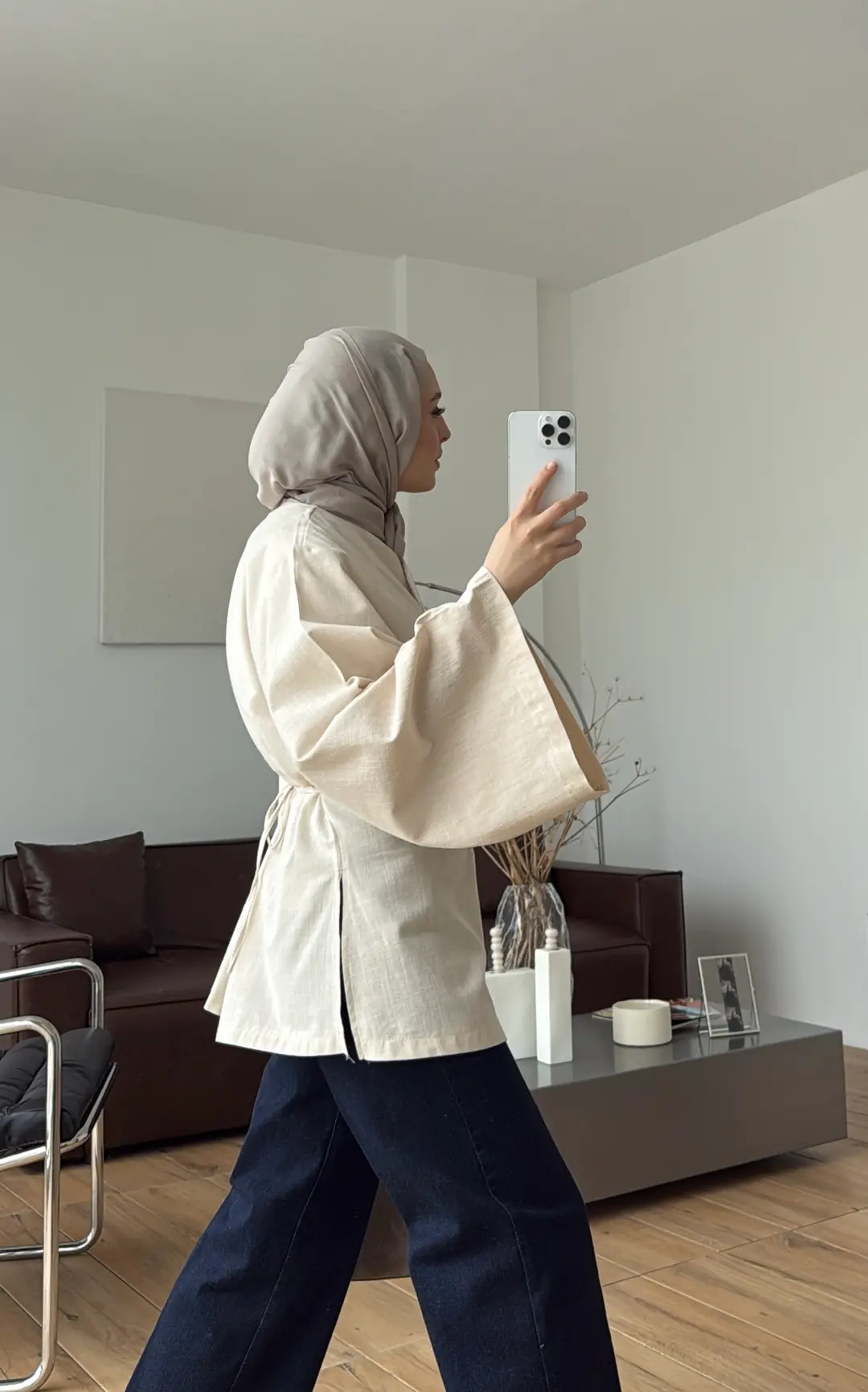 Vera Tasarım Keten Bluz Natural