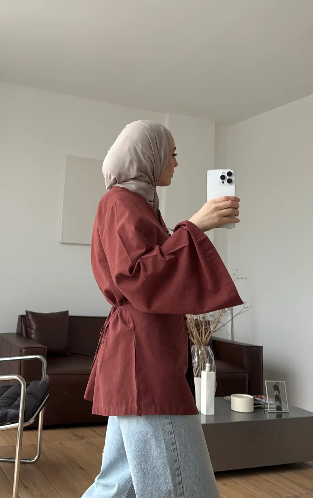 Vera Tasarım Keten Bluz Kiremit