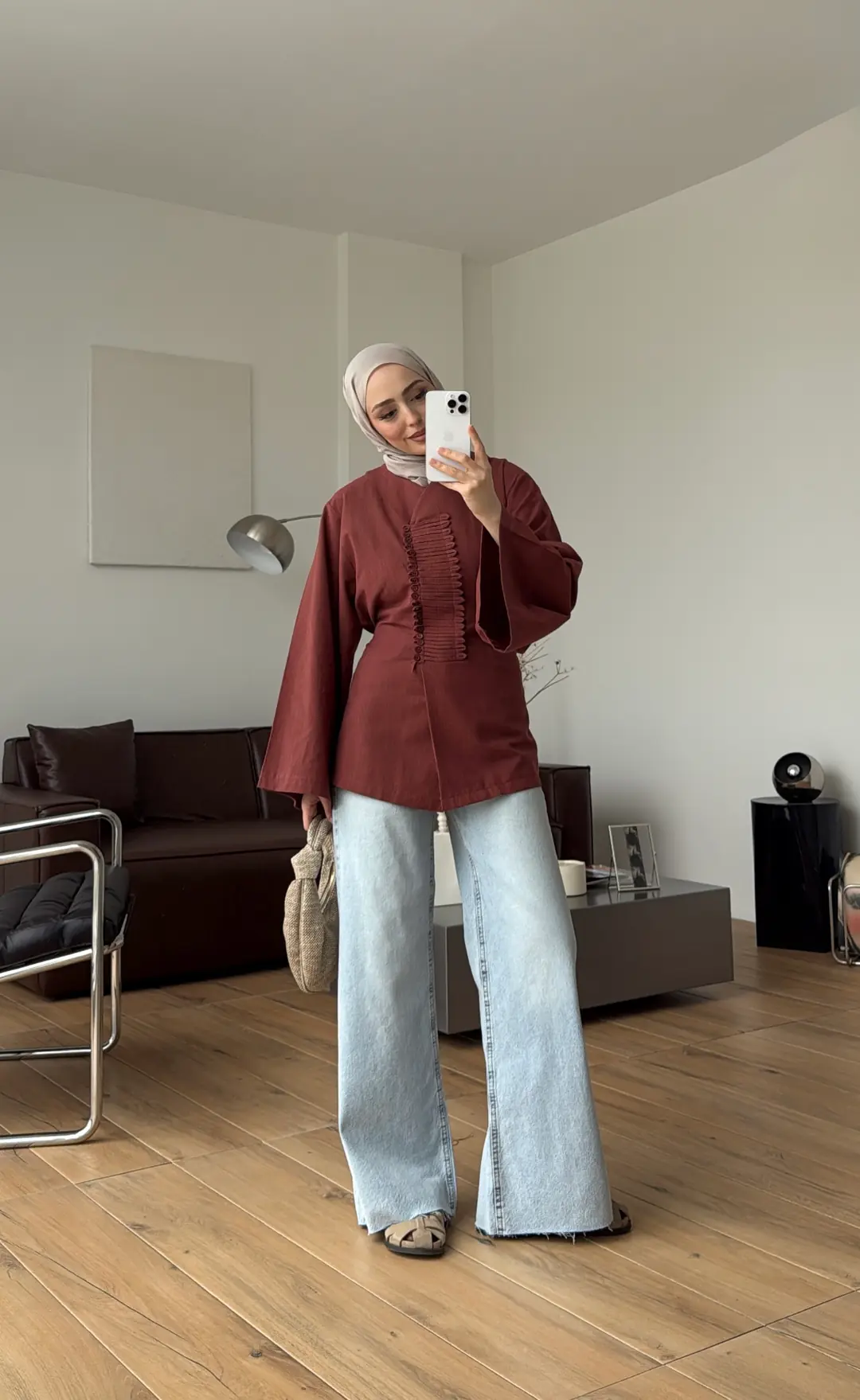 Vera Tasarım Keten Bluz Kiremit