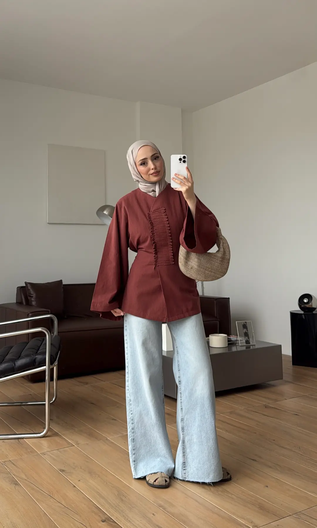 Vera Tasarım Keten Bluz Kiremit