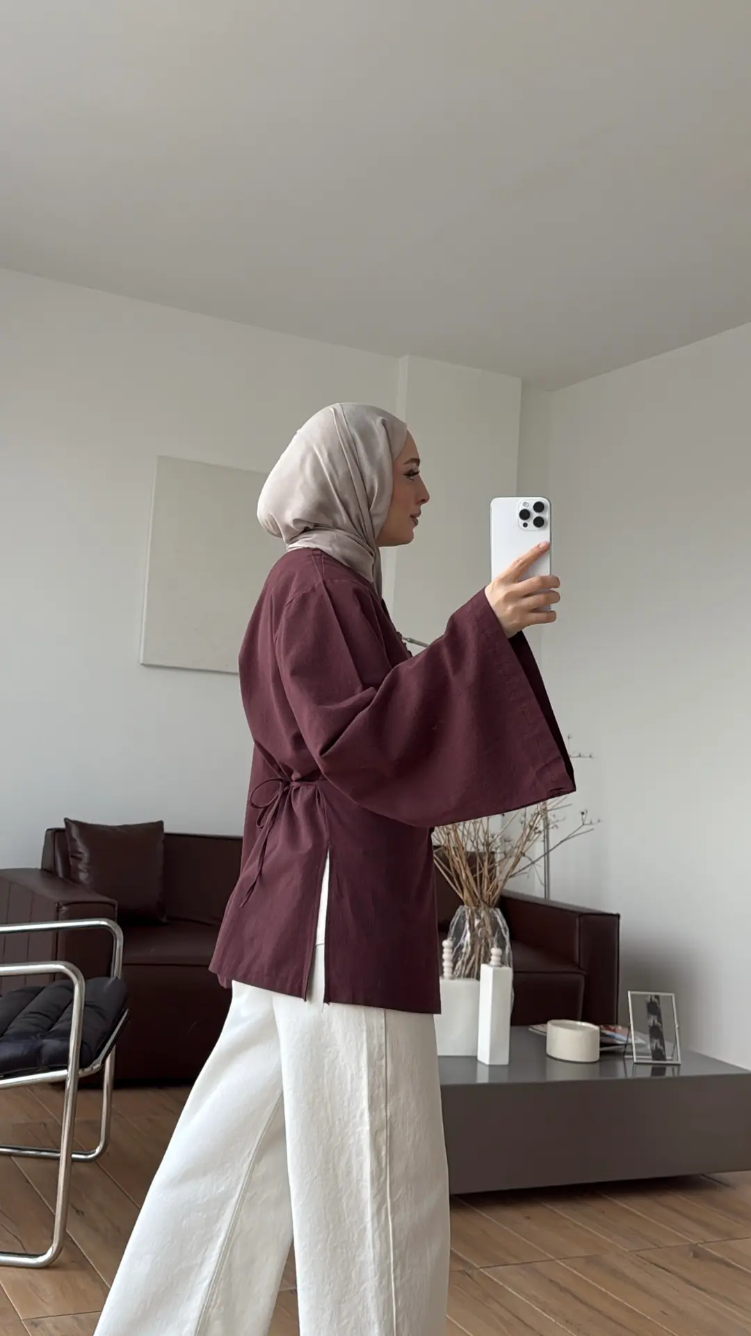 Vera Tasarım Keten Bluz Mürdüm 