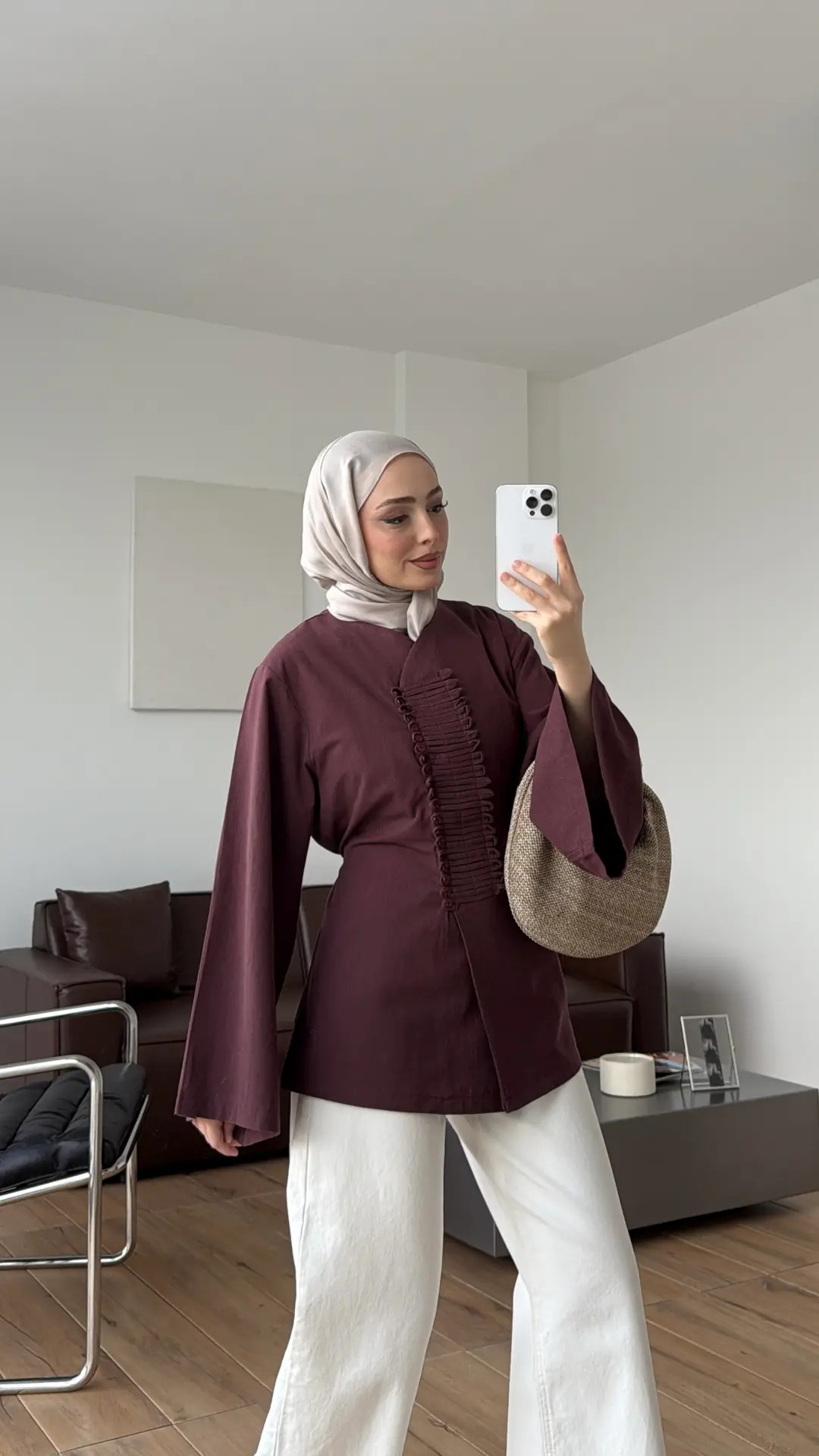 Vera Tasarım Keten Bluz Mürdüm 
