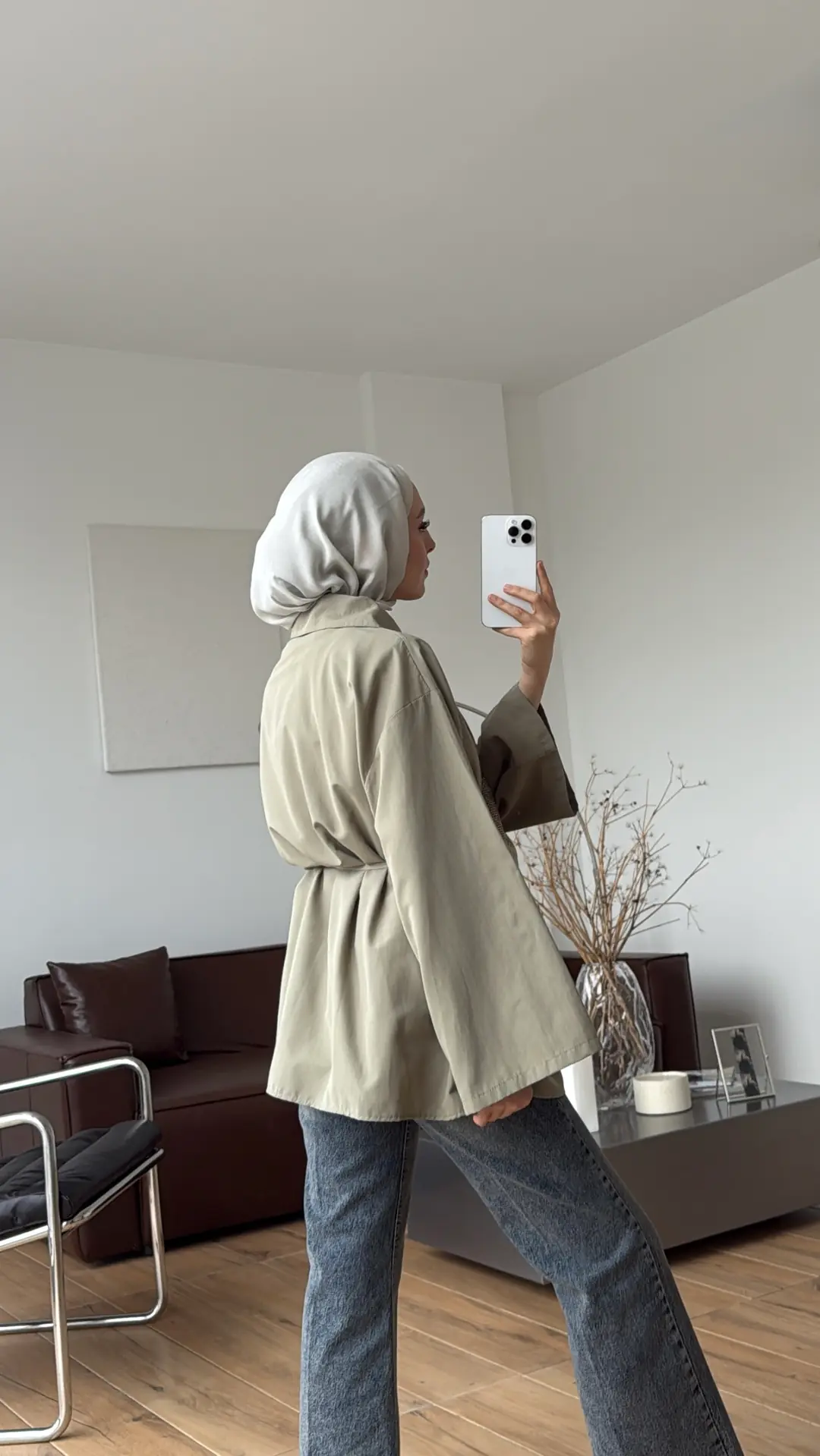 Bağcıklı Asimetrik Yaka Gömlek Haki