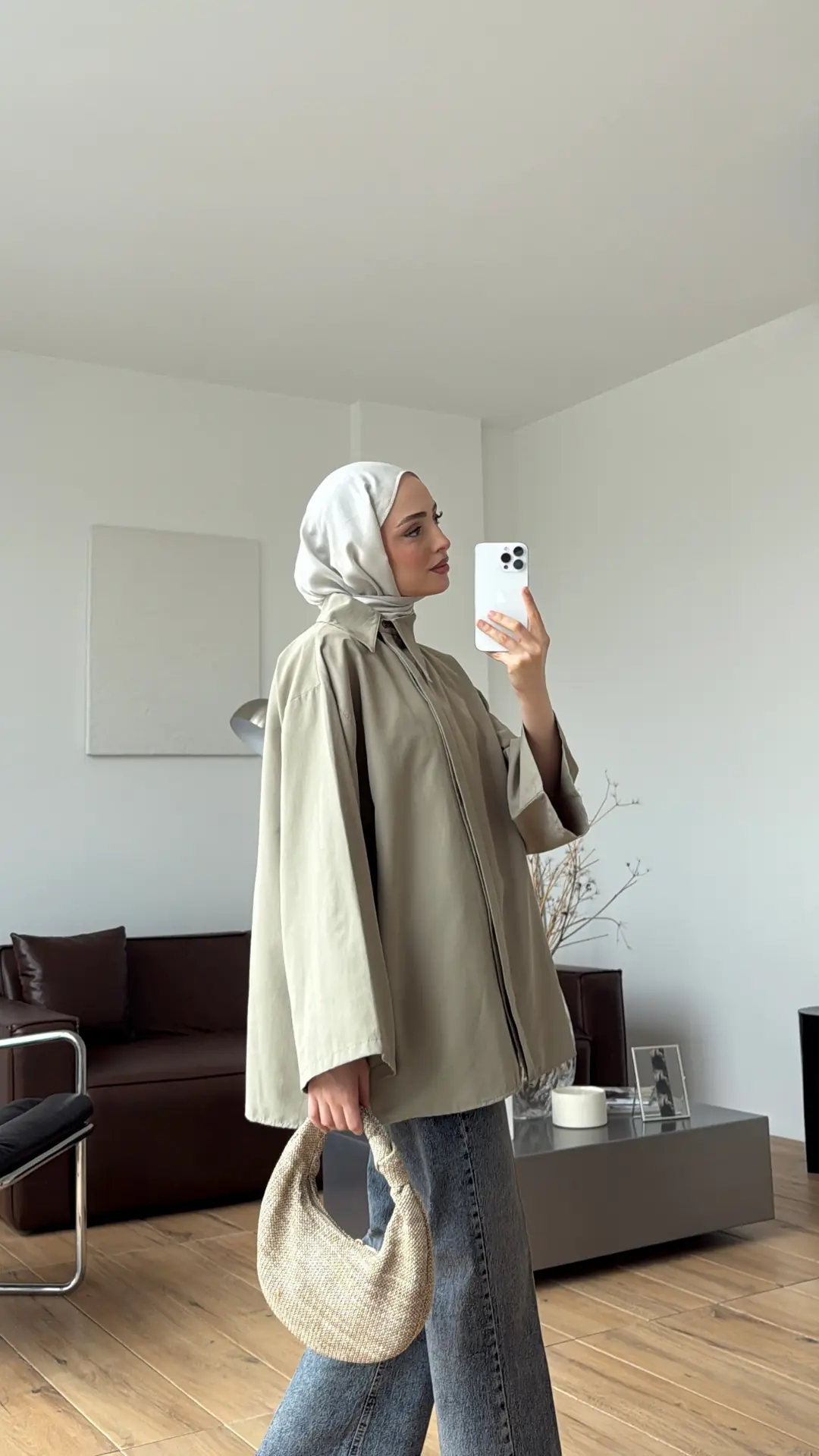Bağcıklı Asimetrik Yaka Gömlek Haki