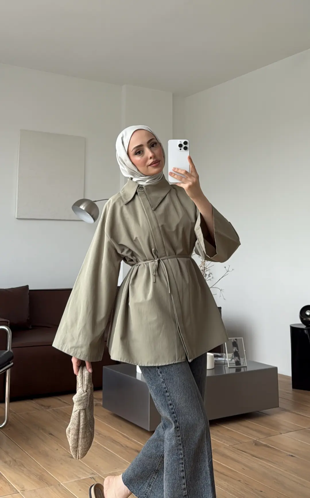 Bağcıklı Asimetrik Yaka Gömlek Haki