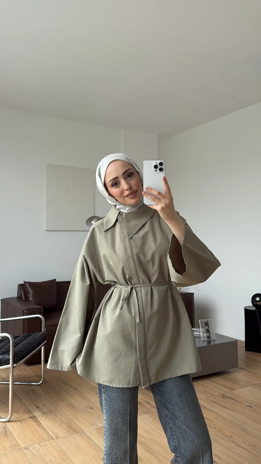 Bağcıklı Asimetrik Yaka Gömlek Haki