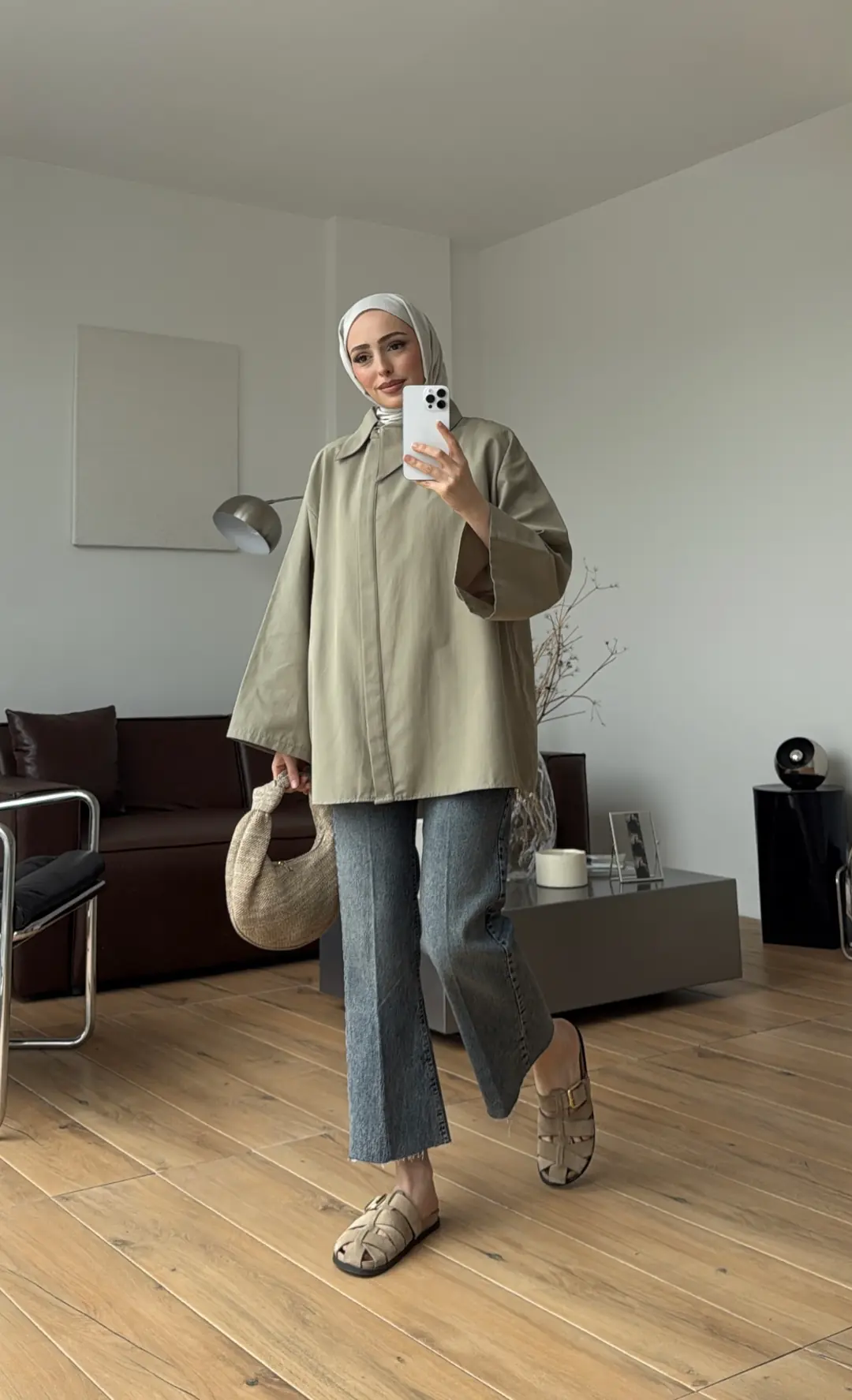 Bağcıklı Asimetrik Yaka Gömlek Haki