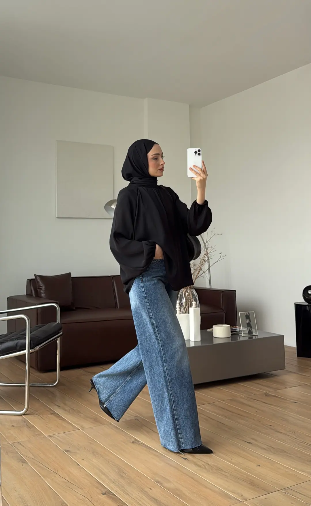 Krinkıl Atkılı Bluz Siyah