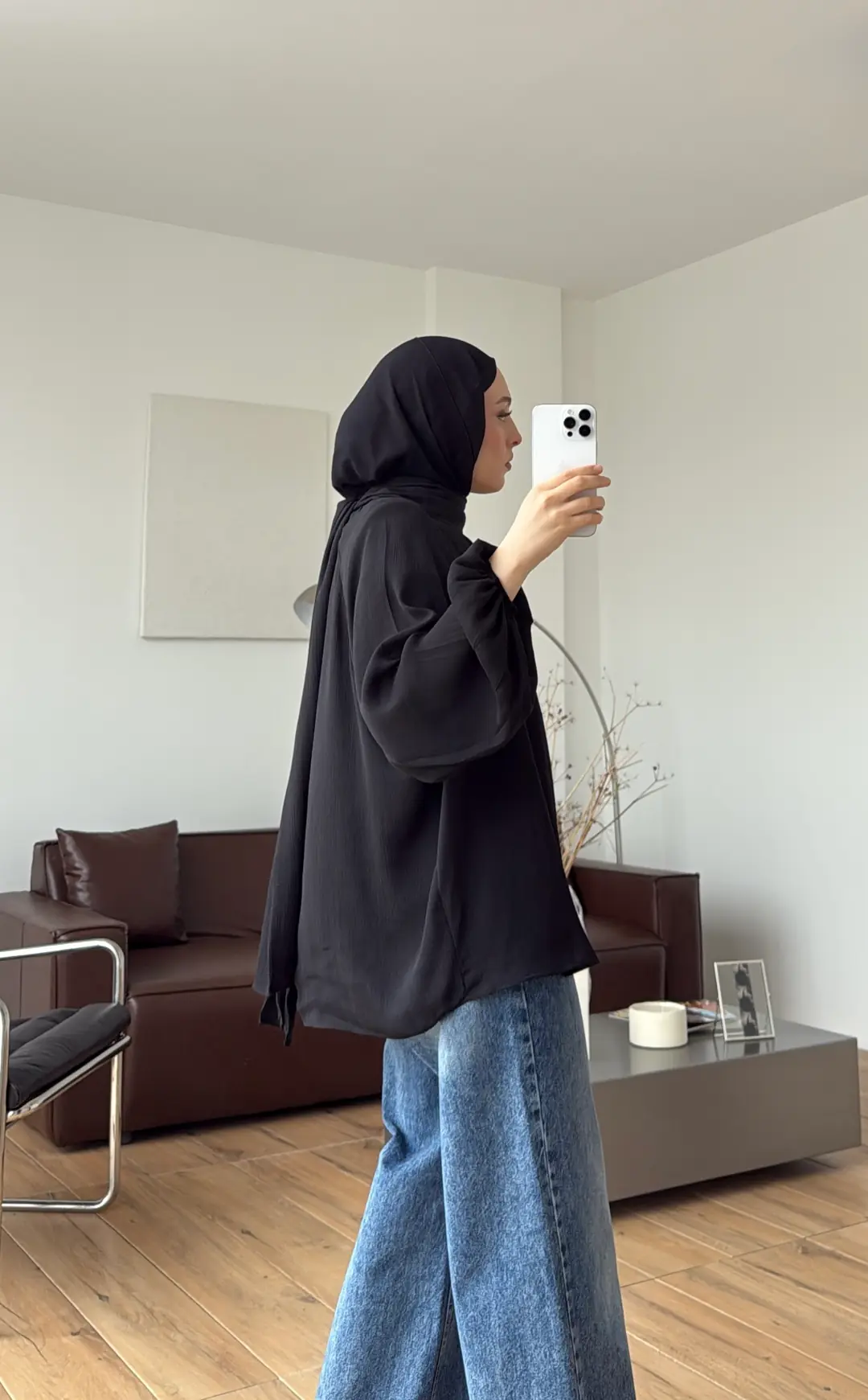 Krinkıl Atkılı Bluz Siyah