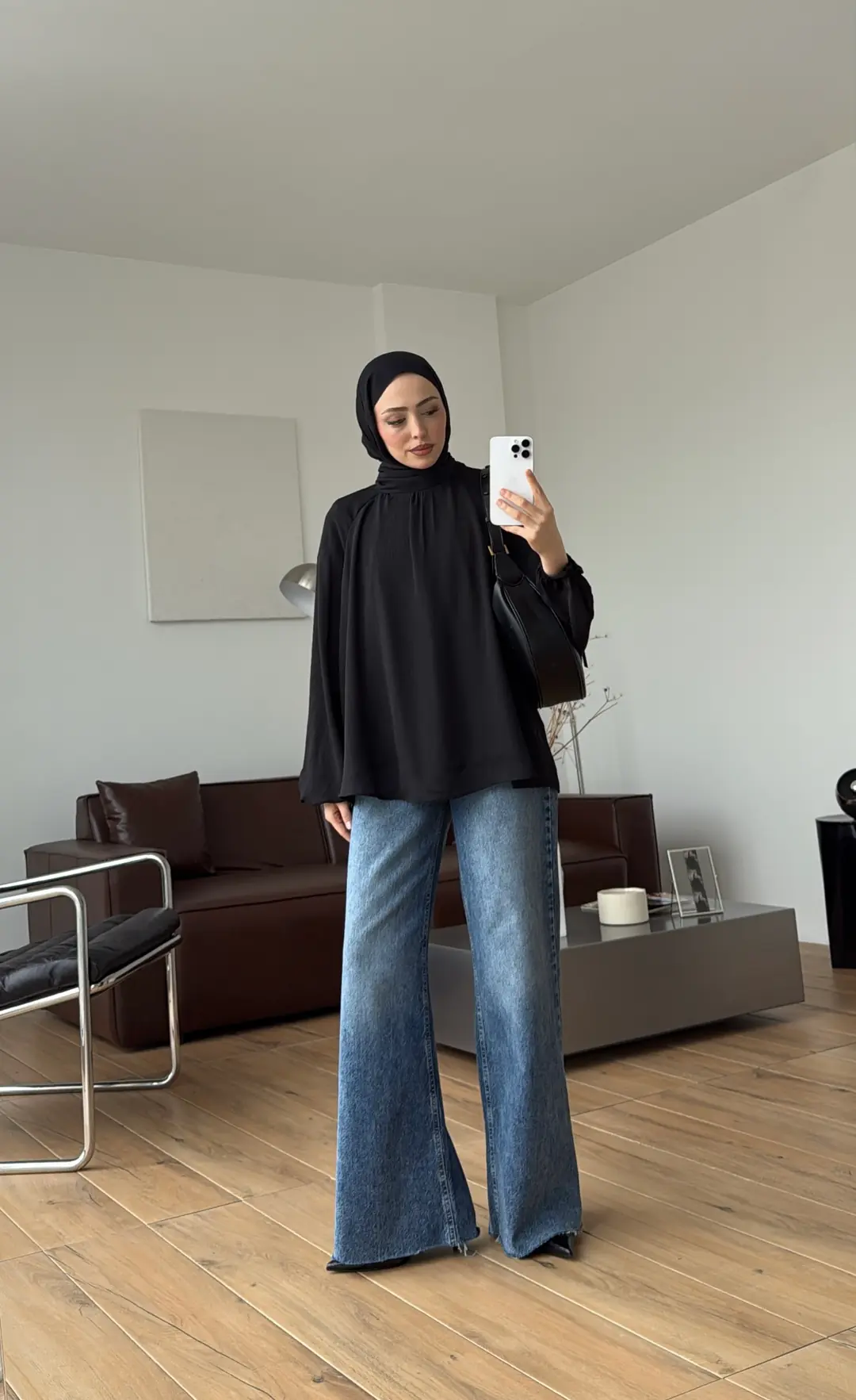 Krinkıl Atkılı Bluz Siyah