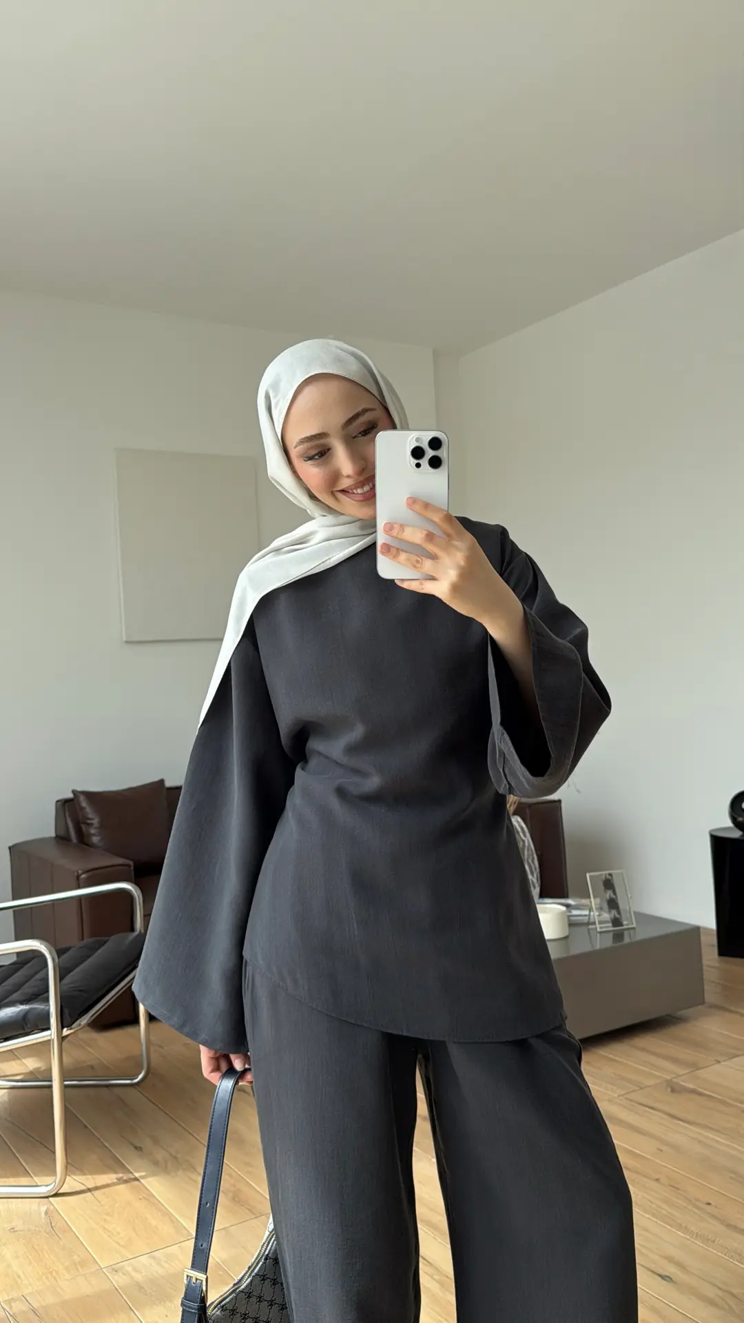 Pervazlı Arkadan Bağcıklı Takım Antrasit