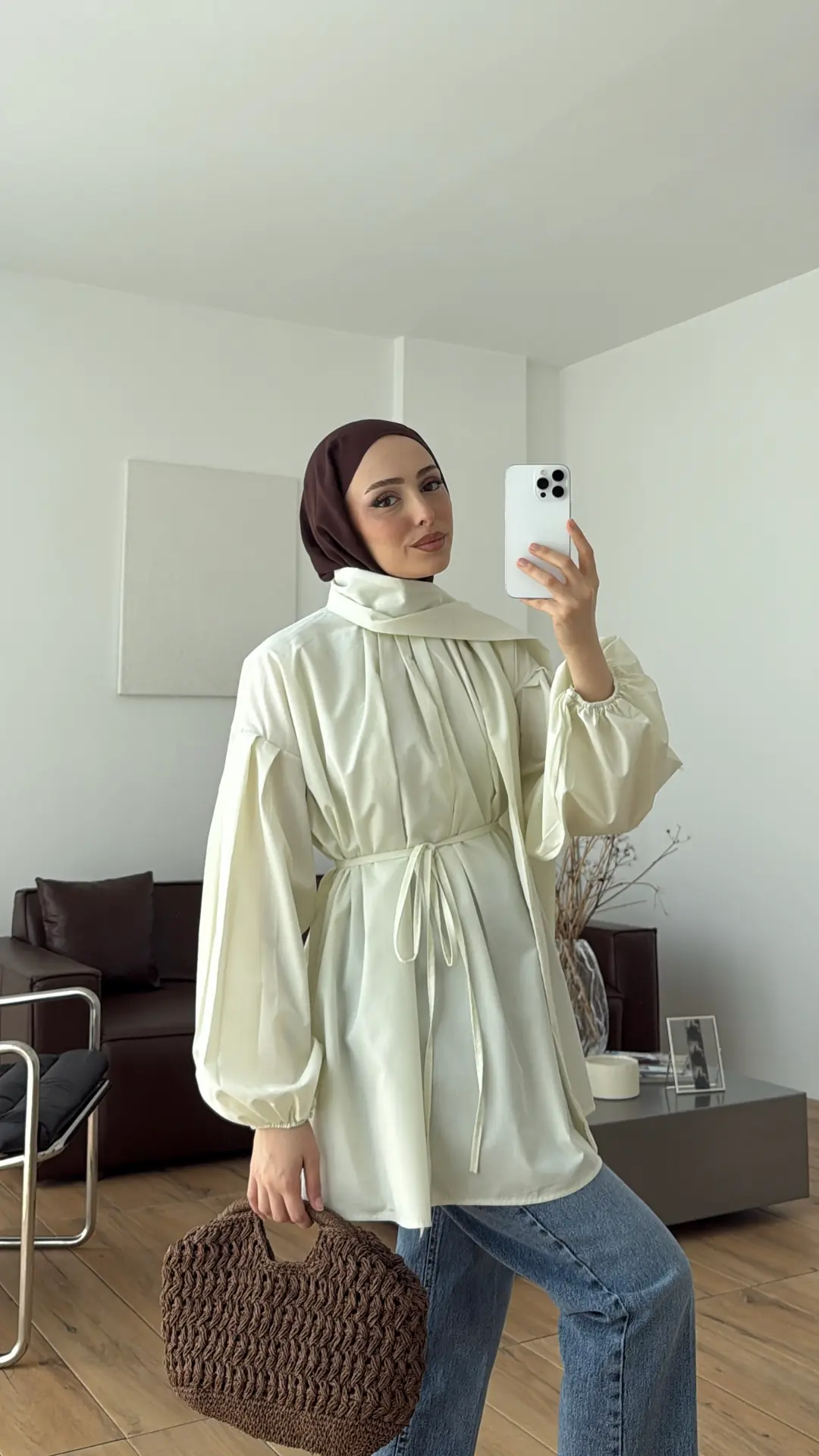 Şallı Pileli Bluz