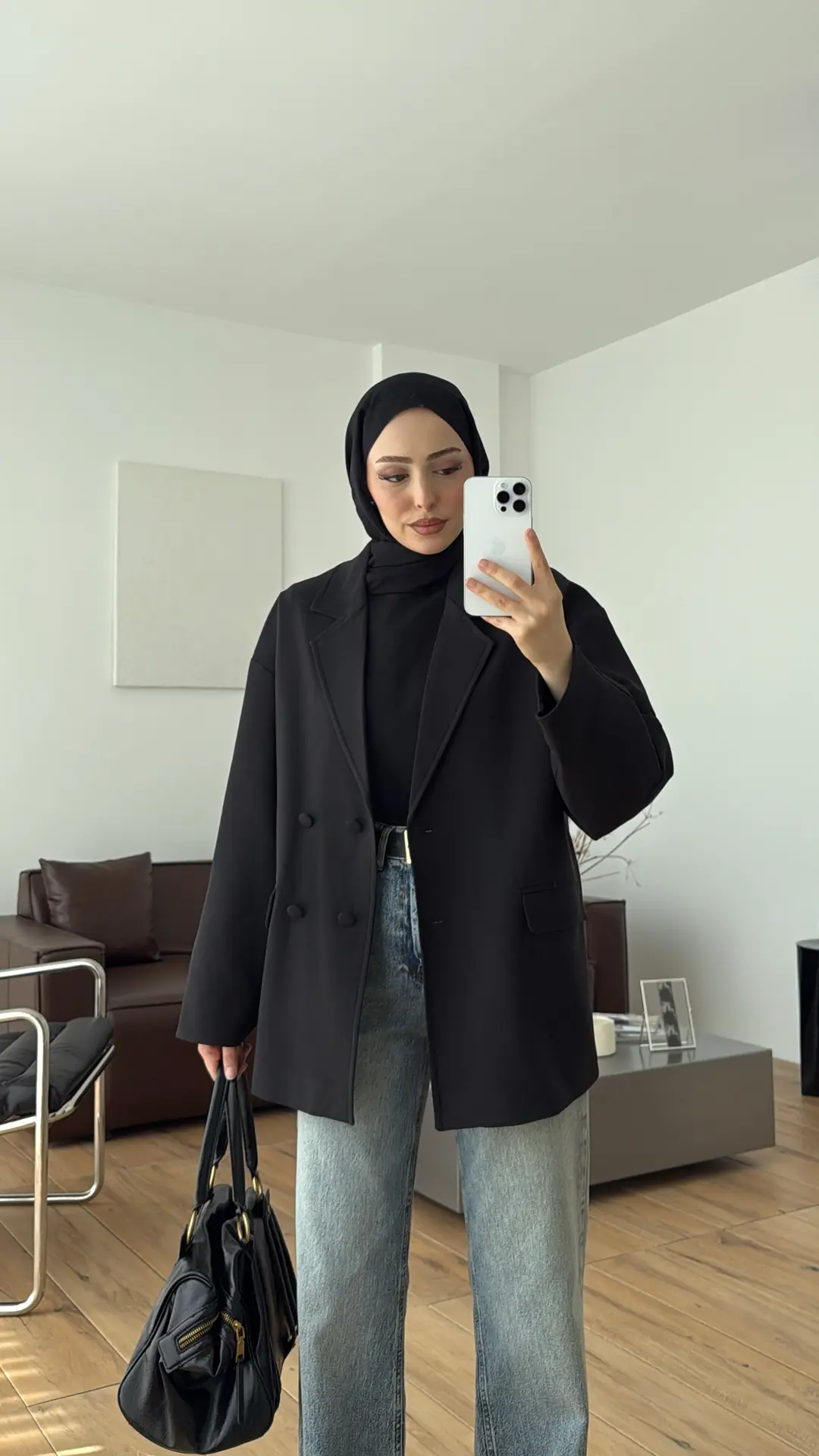Kolu Büzgülü Ceket Siyah