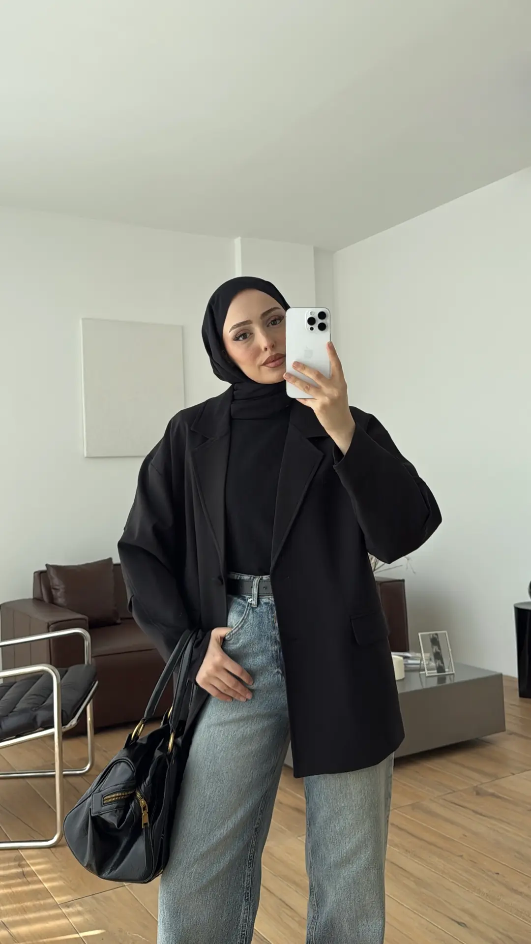 Kolu Büzgülü Ceket Siyah