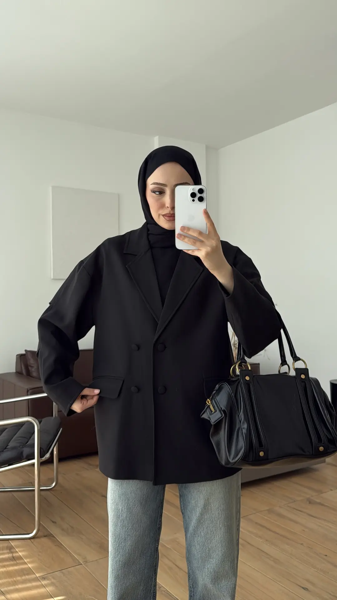 Kolu Büzgülü Ceket Siyah