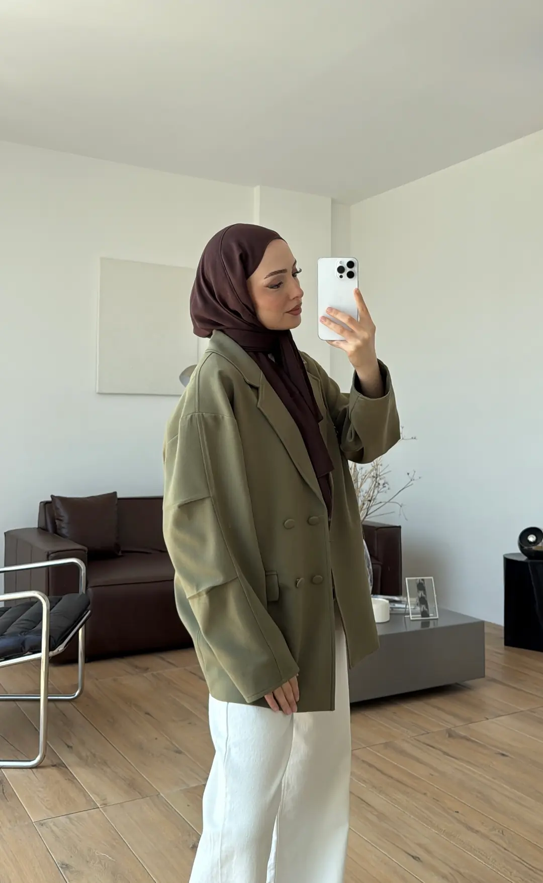 Kolu Büzgülü Ceket Haki