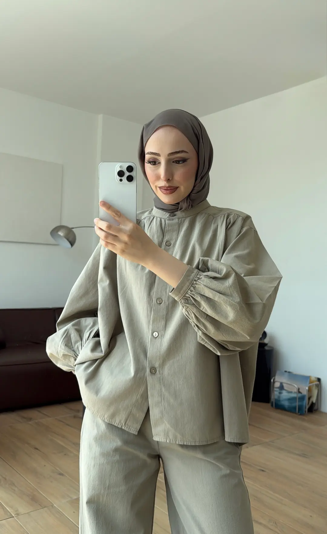 Keten Büzgülü Takım Vizon