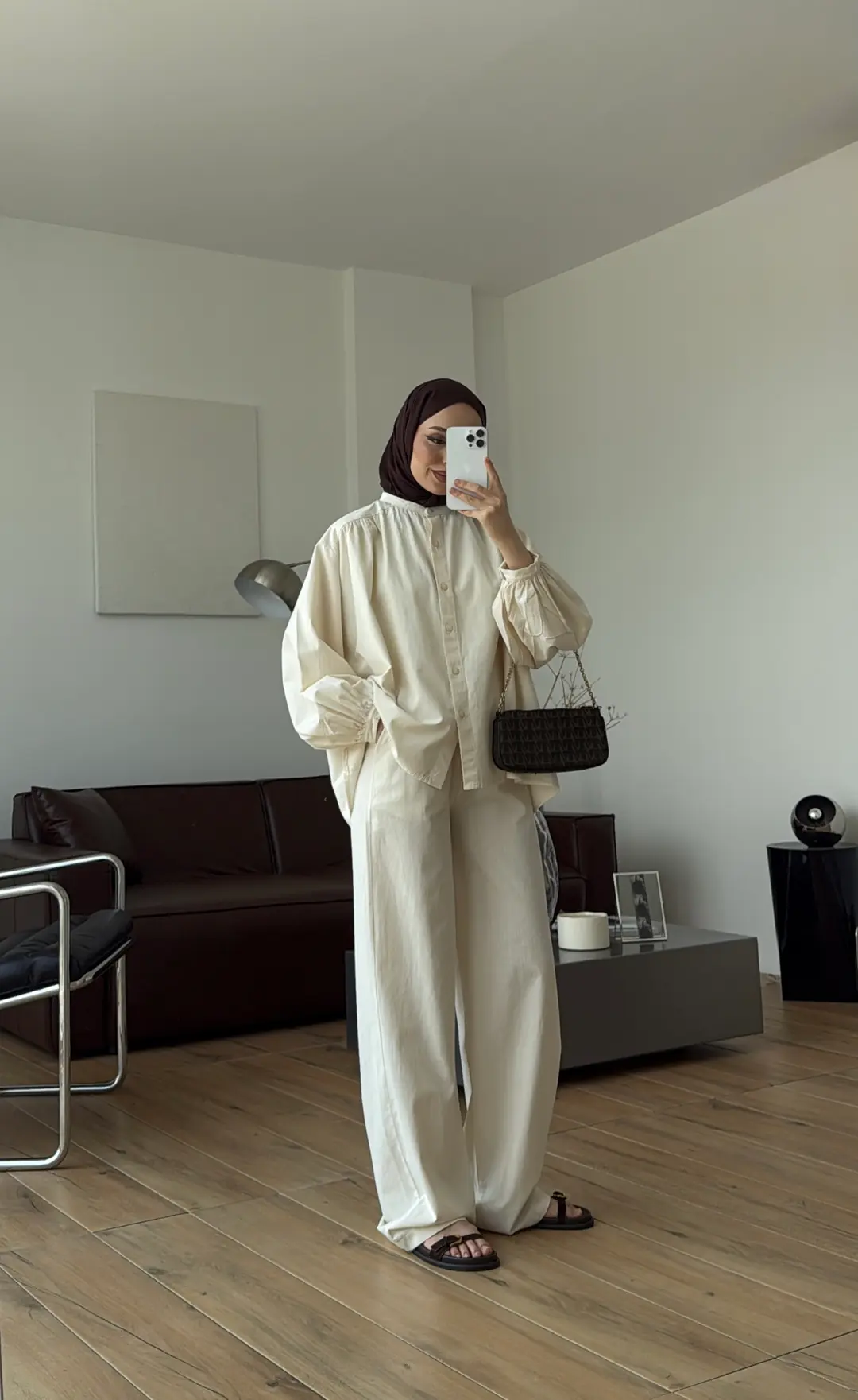 Keten Büzgülü Takım Natural