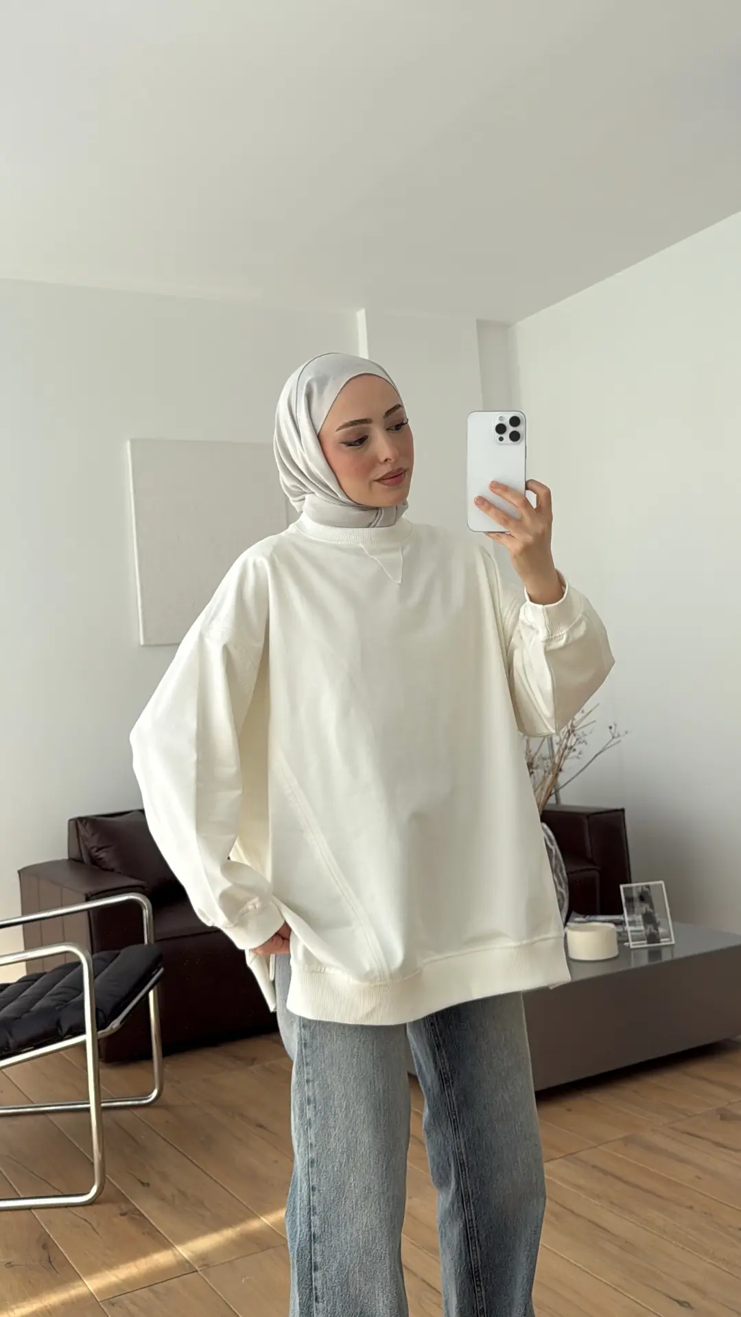 İki İplik Sweat Ekru