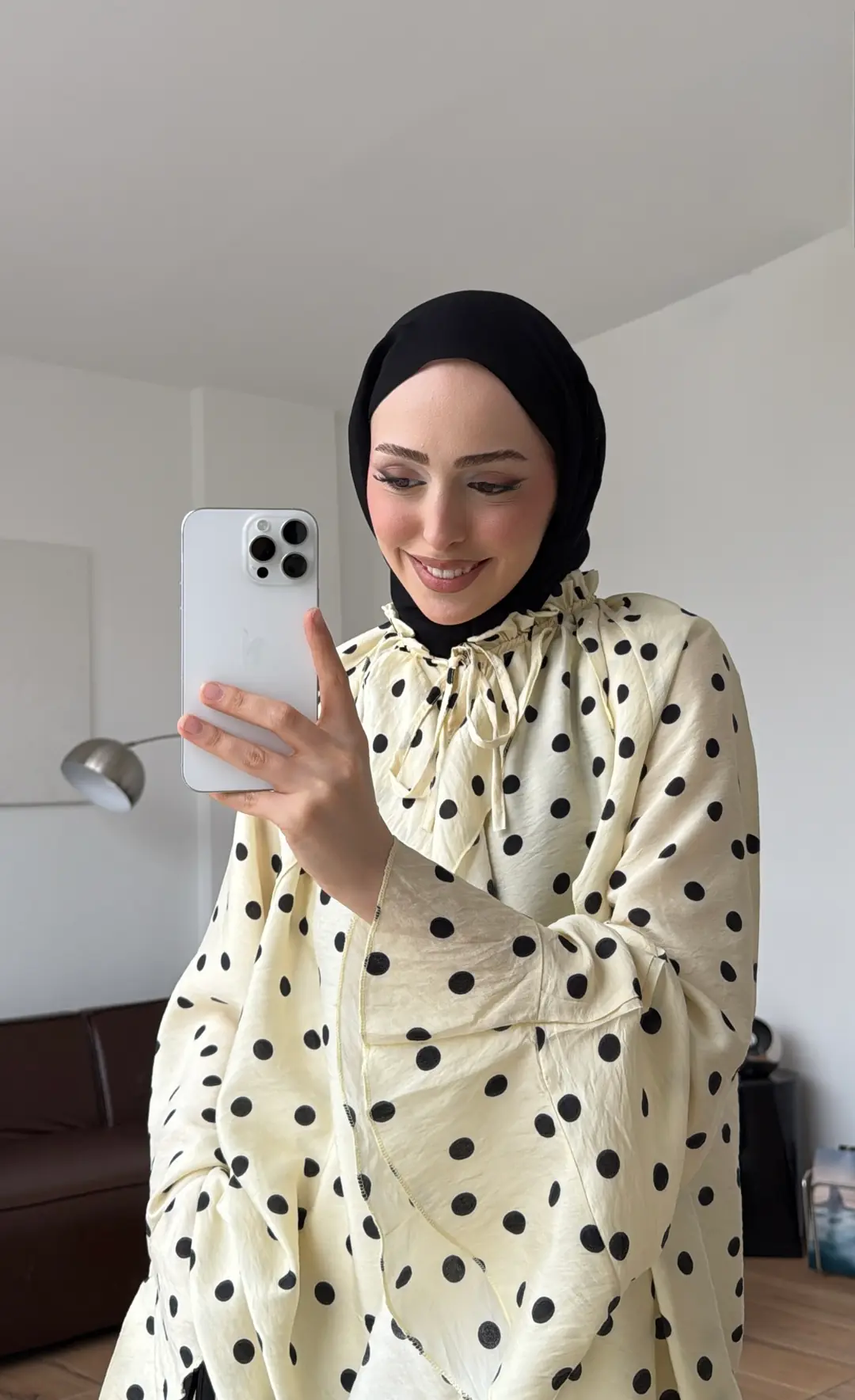 Fırfır Detaylı Puantiyeli Gömlek Sarı