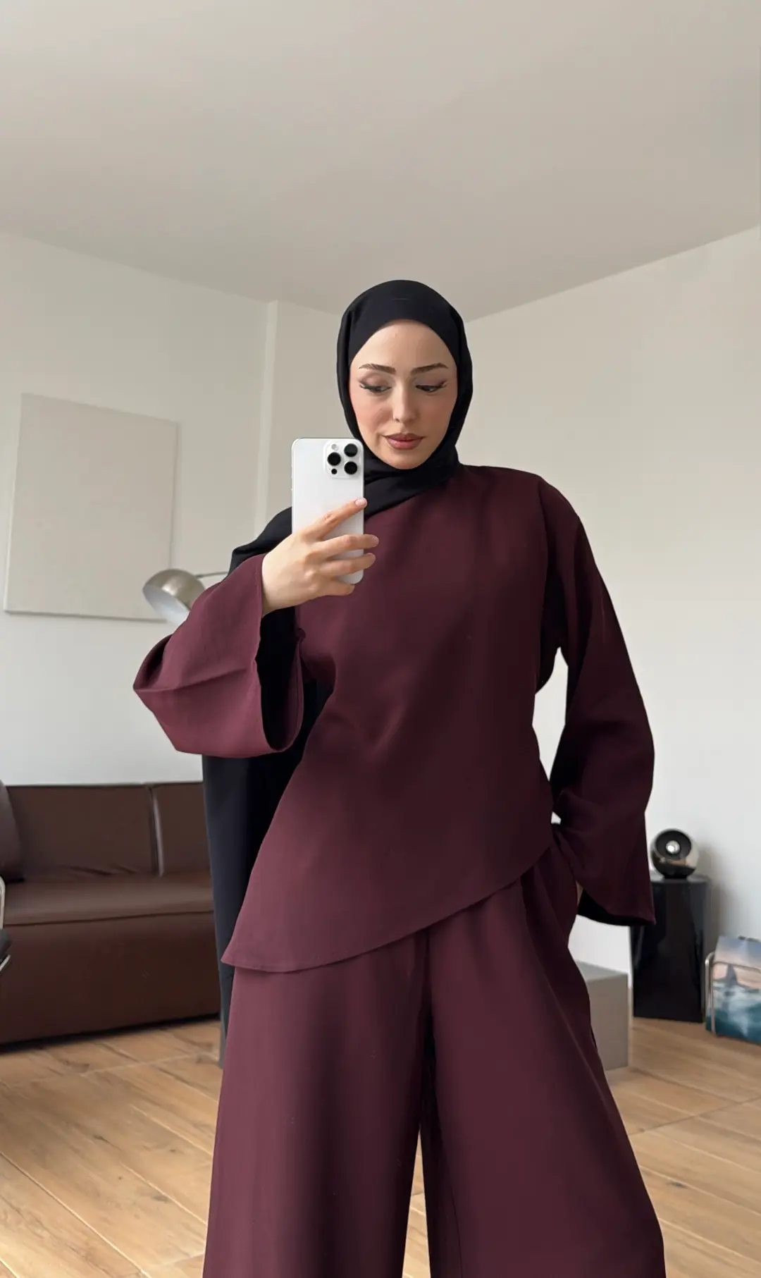 Asimetrik Kesim Takım Bordo