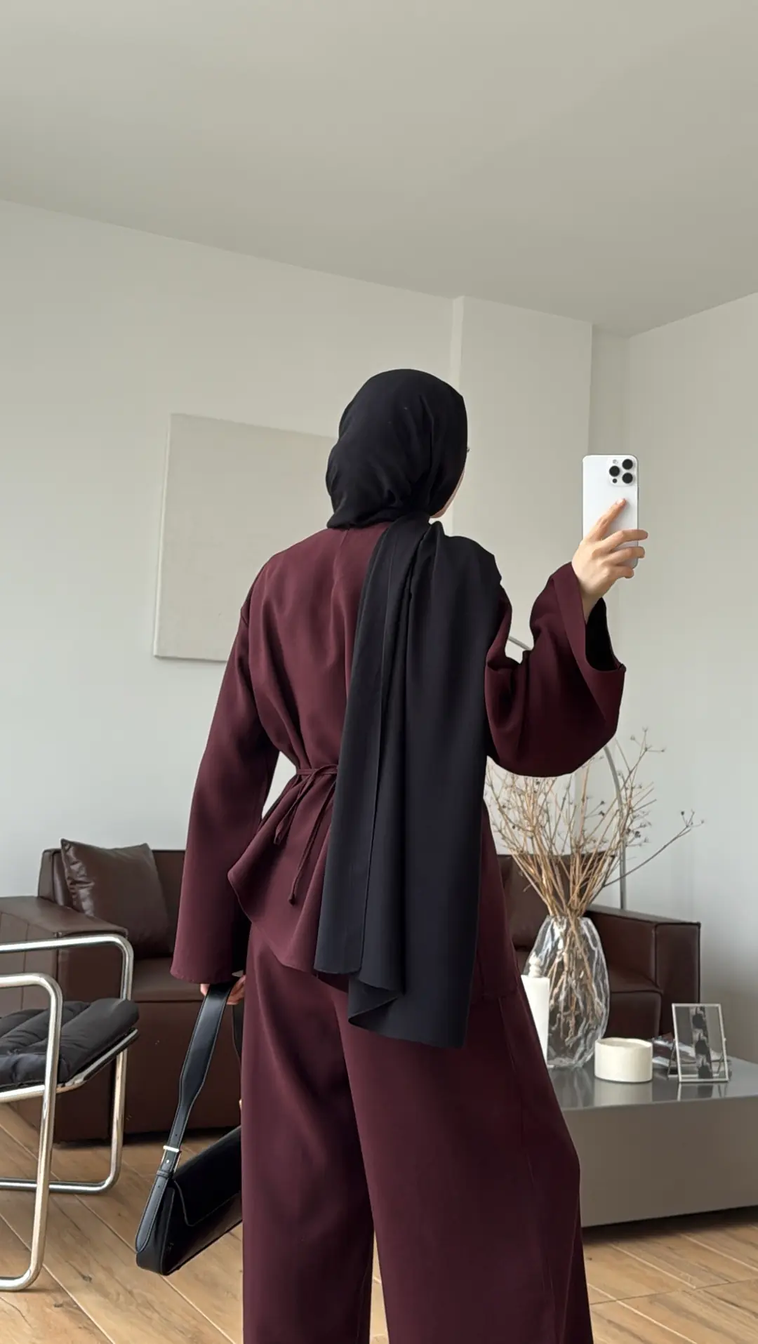 Asimetrik Kesim Takım Bordo