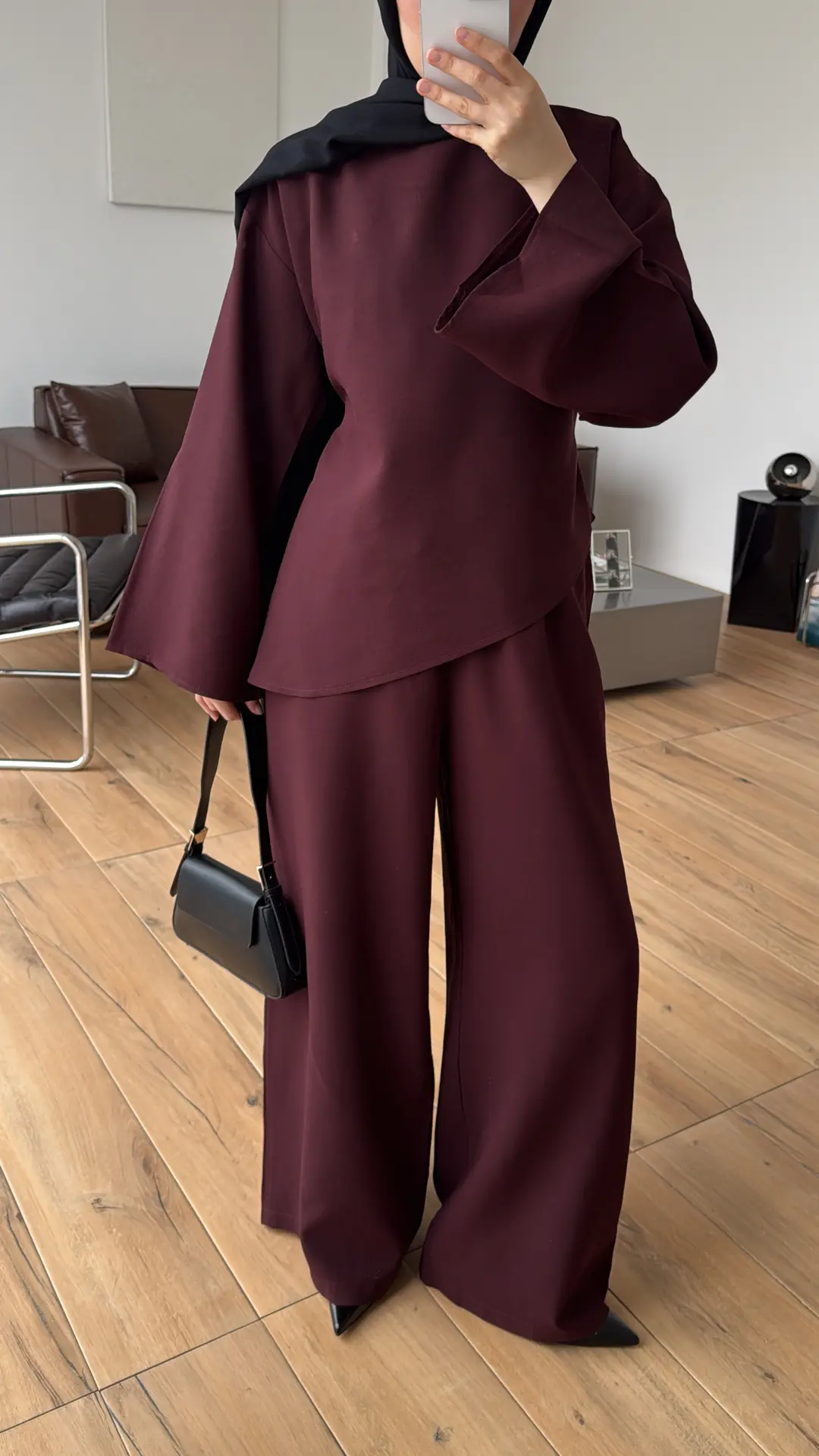 Asimetrik Kesim Takım Bordo