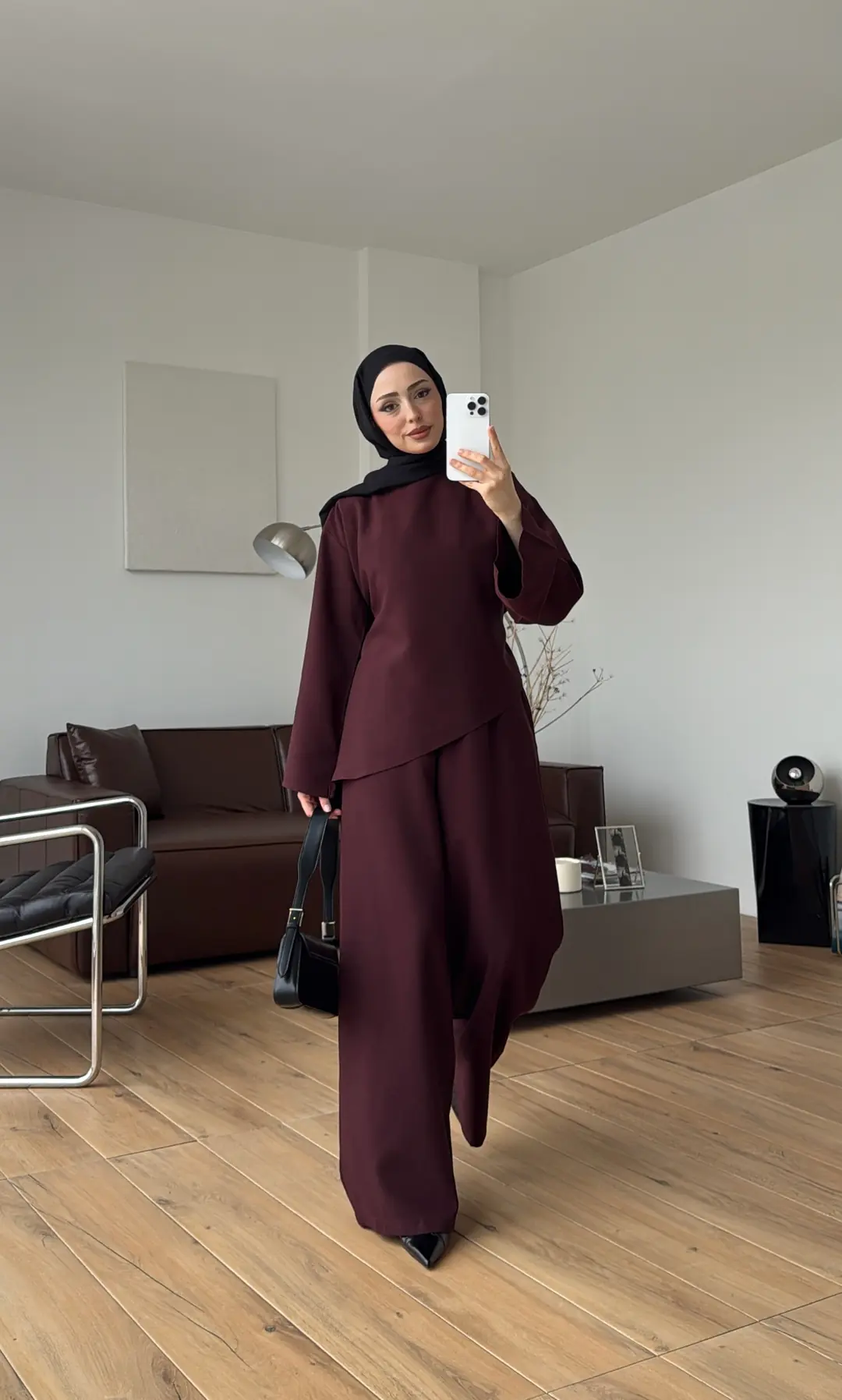 Asimetrik Kesim Takım Bordo