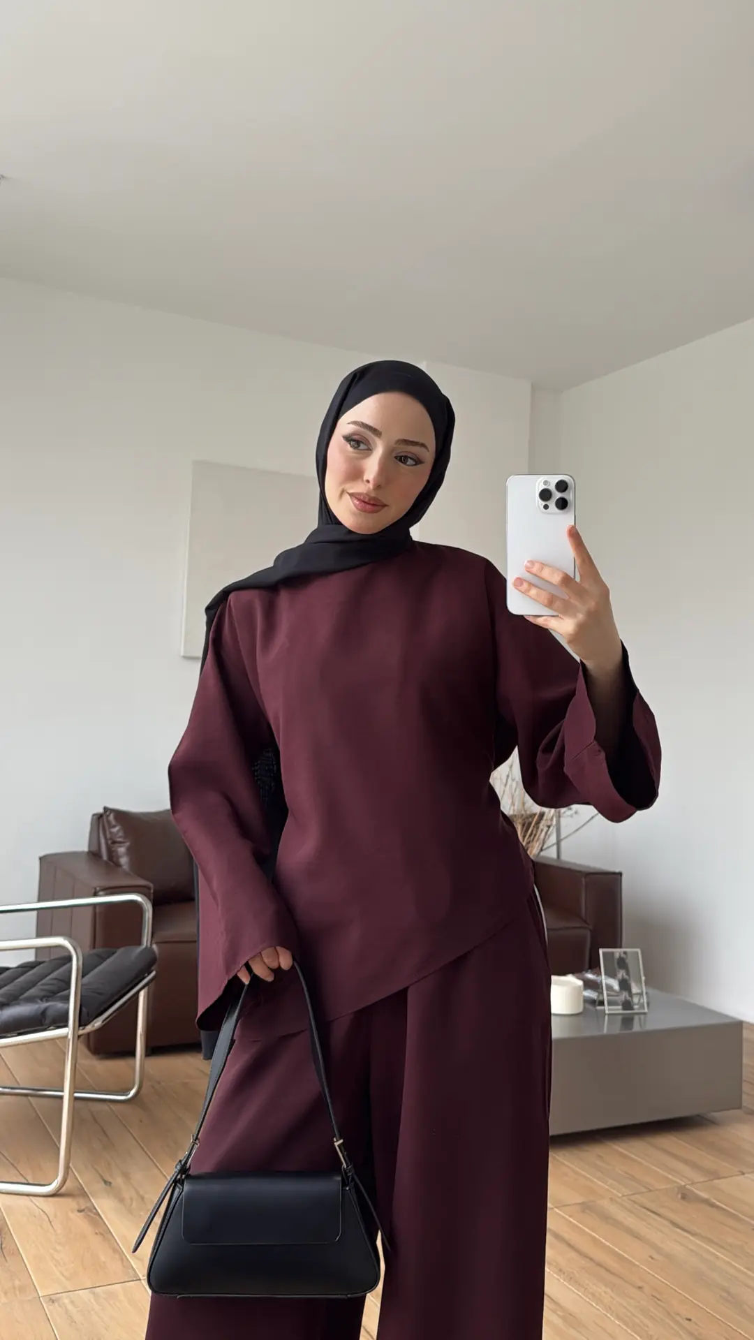 Asimetrik Kesim Takım Bordo
