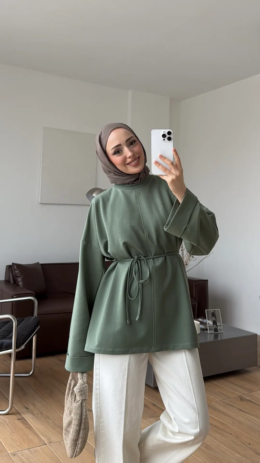 Bağlamalı Yanı Yırtmaç Detay Sweat Çağla