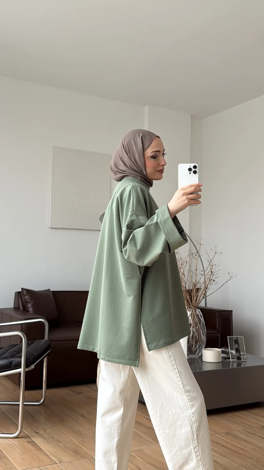 Bağlamalı Yanı Yırtmaç Detay Sweat Çağla