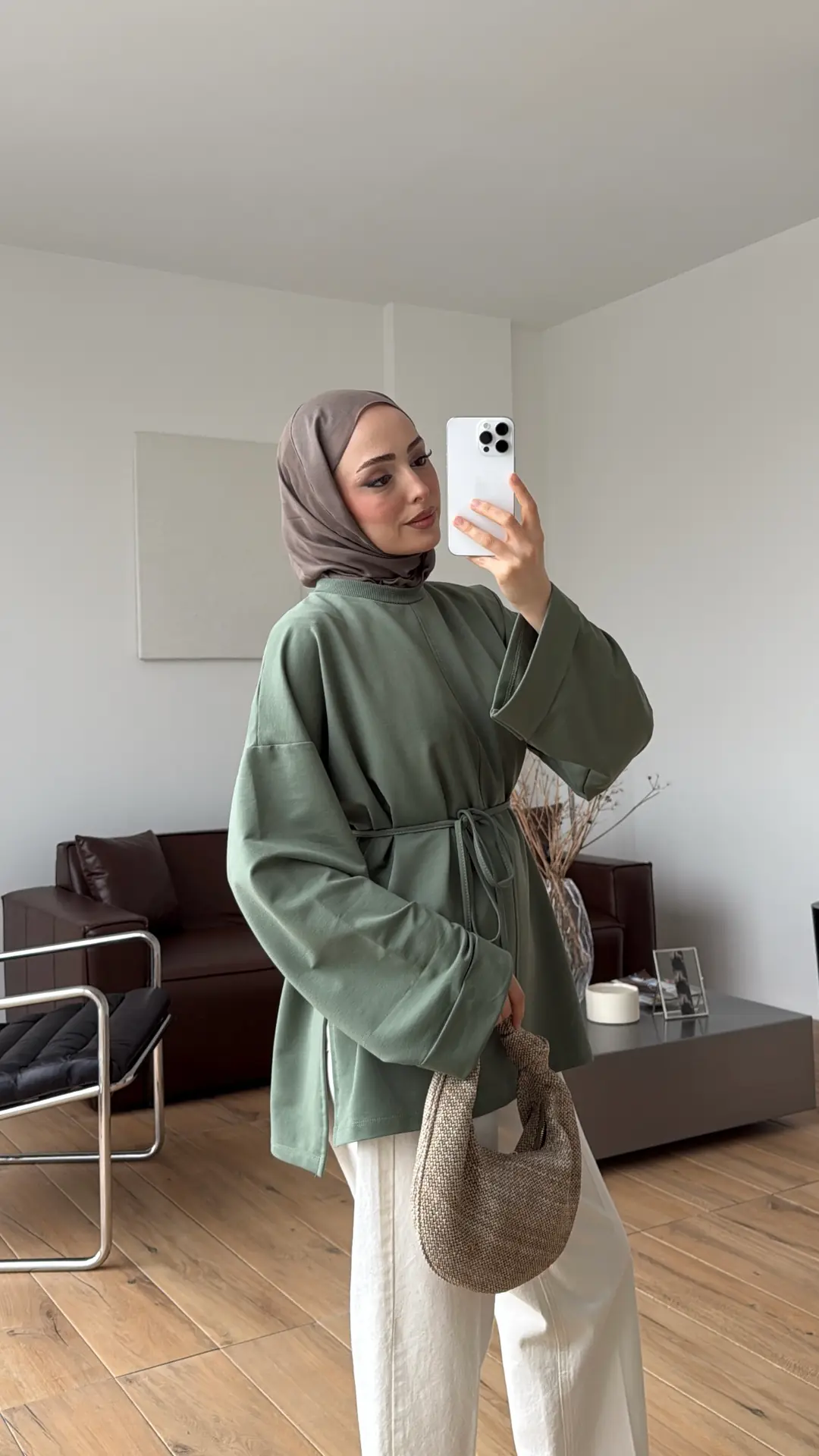 Bağlamalı Yanı Yırtmaç Detay Sweat Çağla