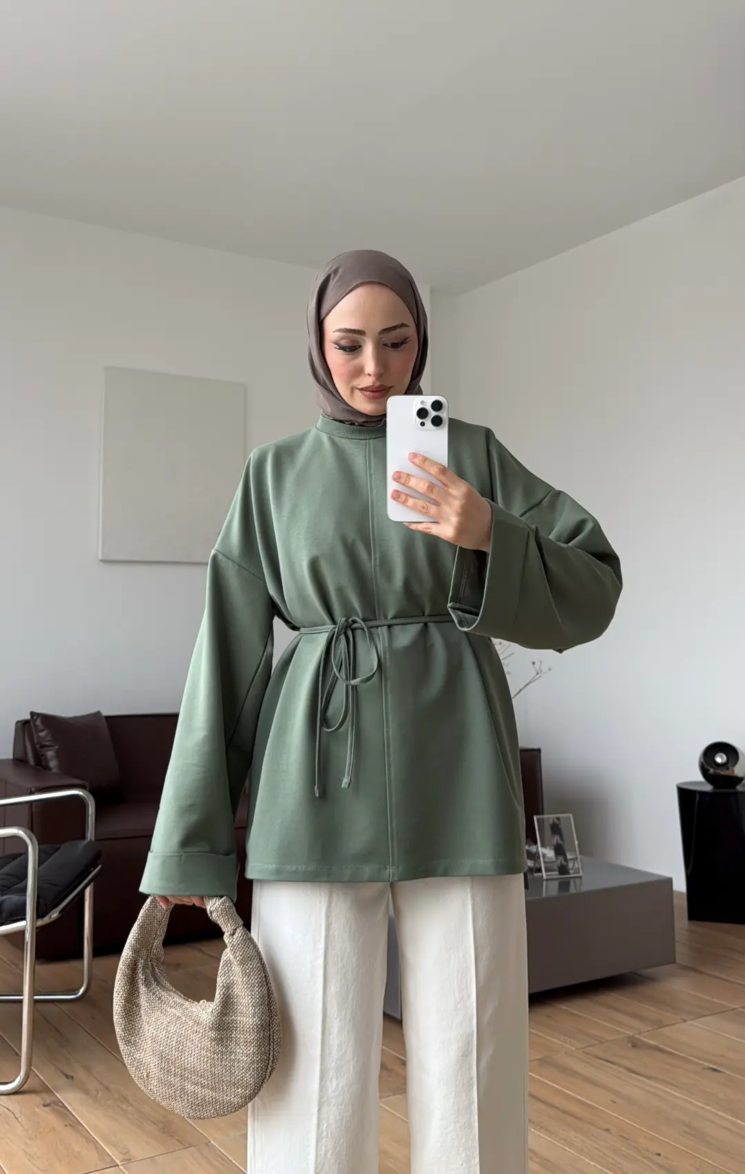 Bağlamalı Yanı Yırtmaç Detay Sweat Çağla