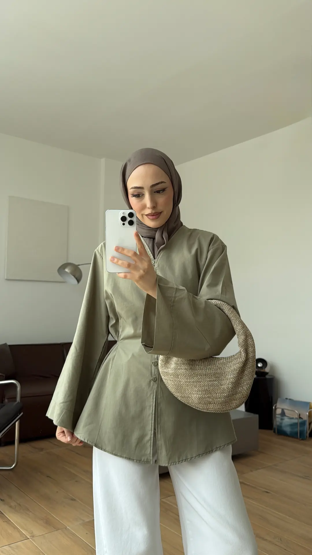 Vual Düğmeli Gömlek Çağla Yeşili