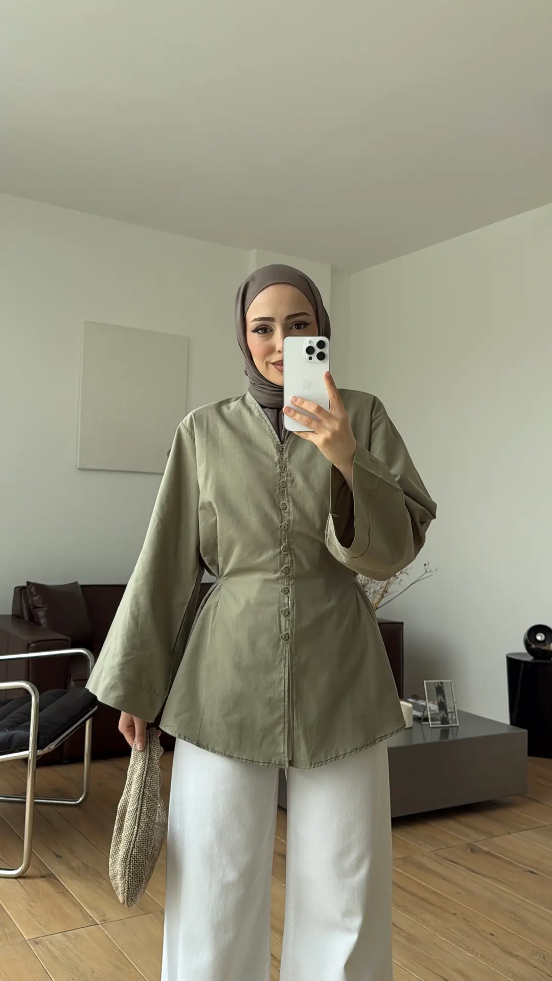 Vual Düğmeli Gömlek Çağla Yeşili