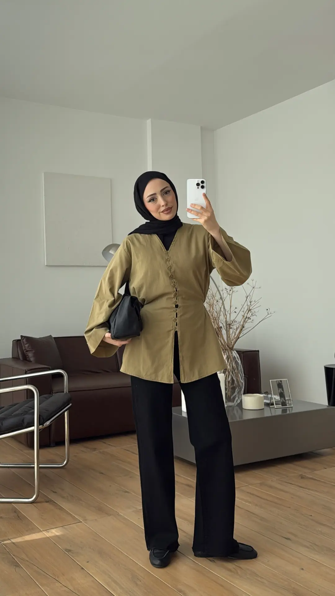 Vual Düğmeli Gömlek Yağ Yeşili