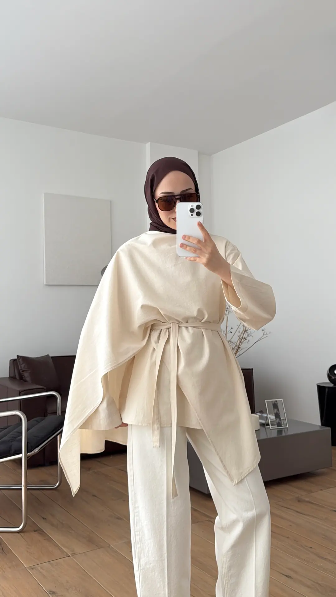 Fular Detay Bluz Natural