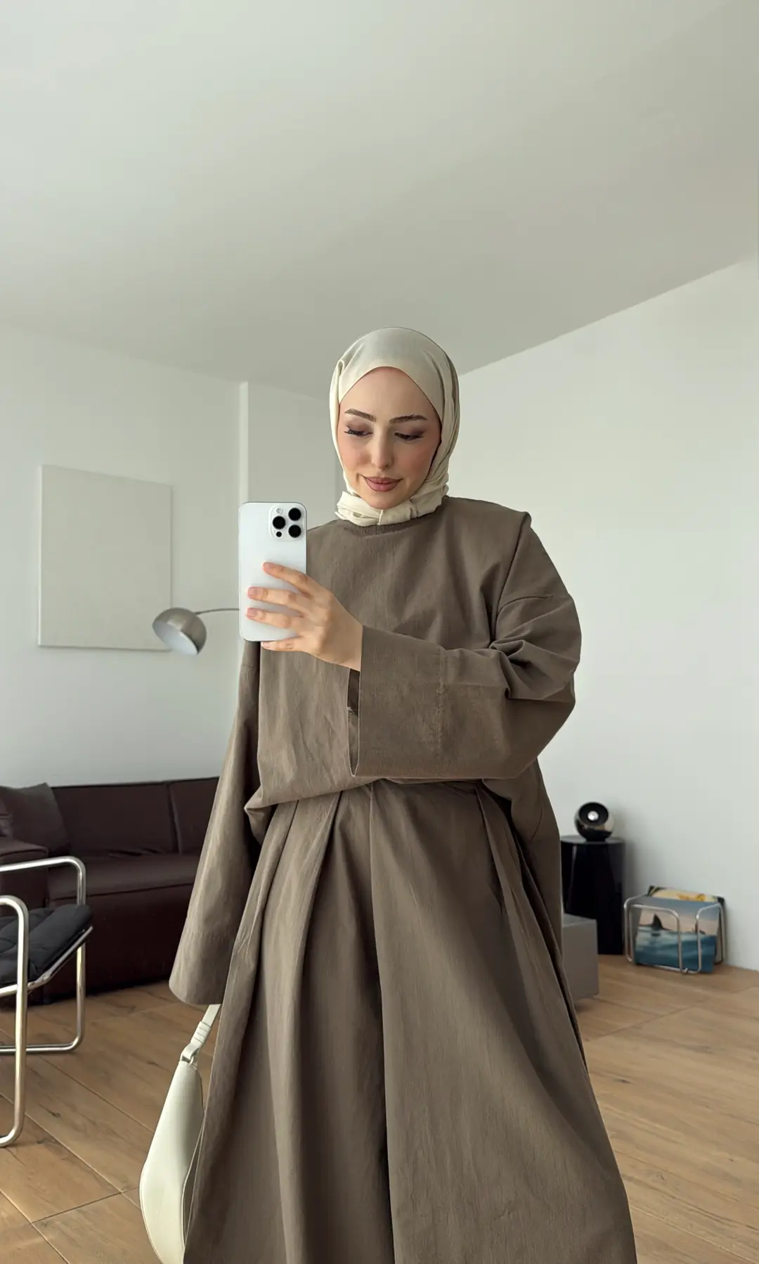 Oversize Keten Bluzlu Takım Haki